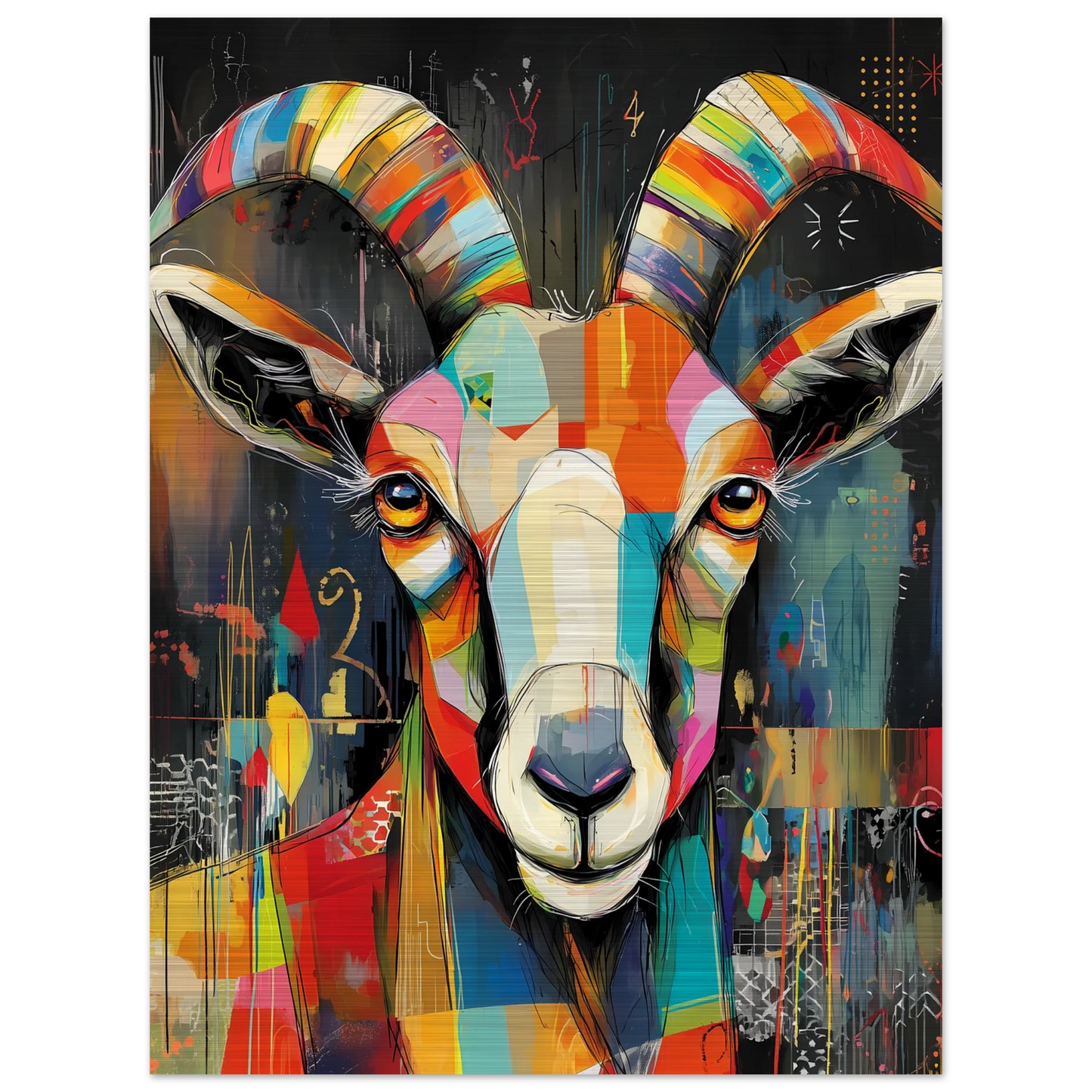 Bélier Bariolé — tableau aluminium — vue 5 — art mural STNCL