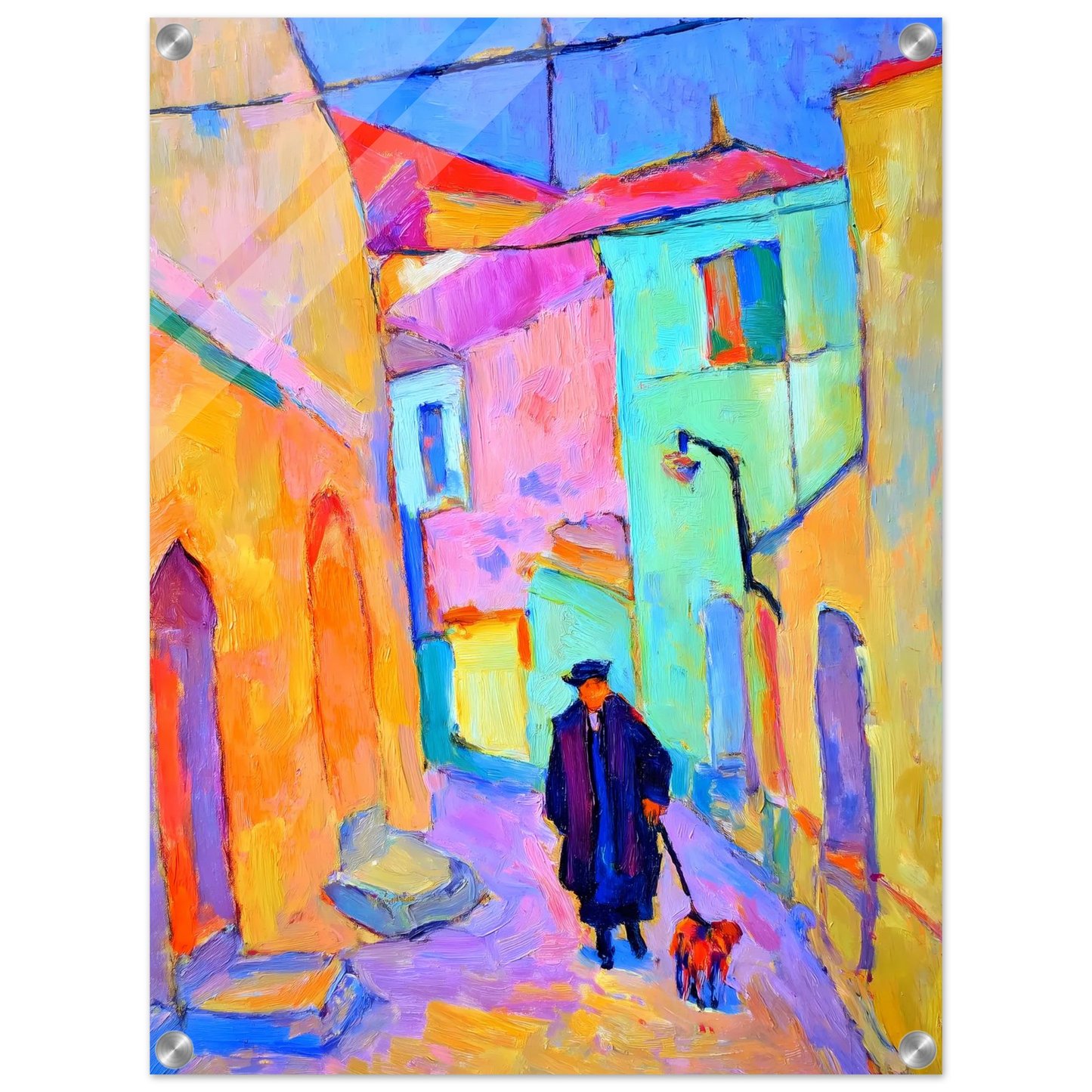 Le Promeneur en Bleu — tableau plexiglas — vue 4 — art mural STNCL