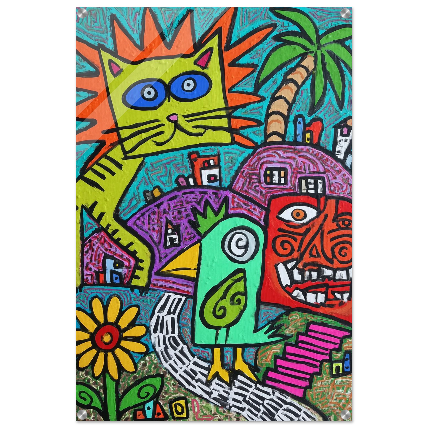 La Fête du Chat Solaire — tableau plexiglas — vue 5 — art mural STNCL