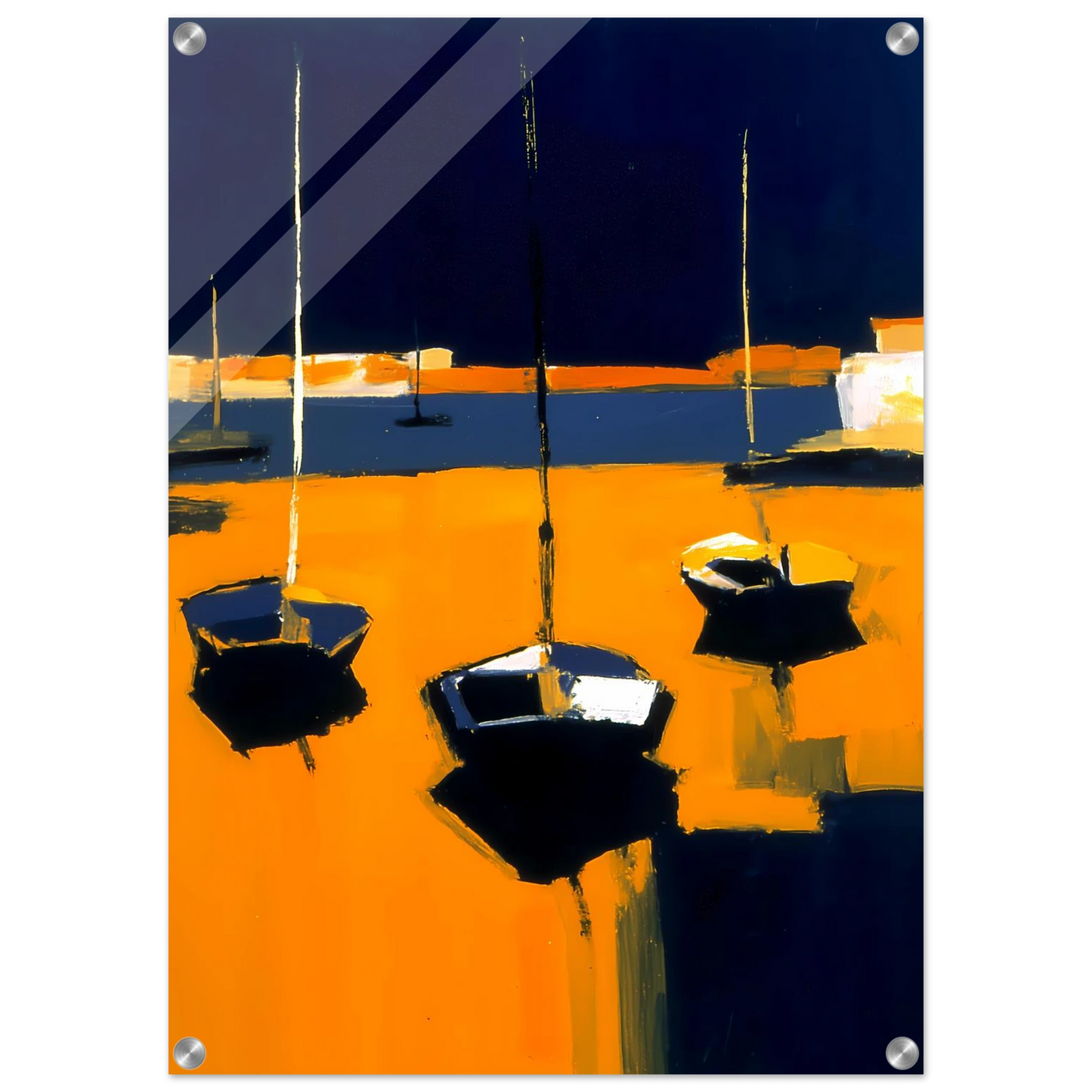 Barques au Soleil Couchant — tableau plexiglas — vue 2 — art mural STNCL