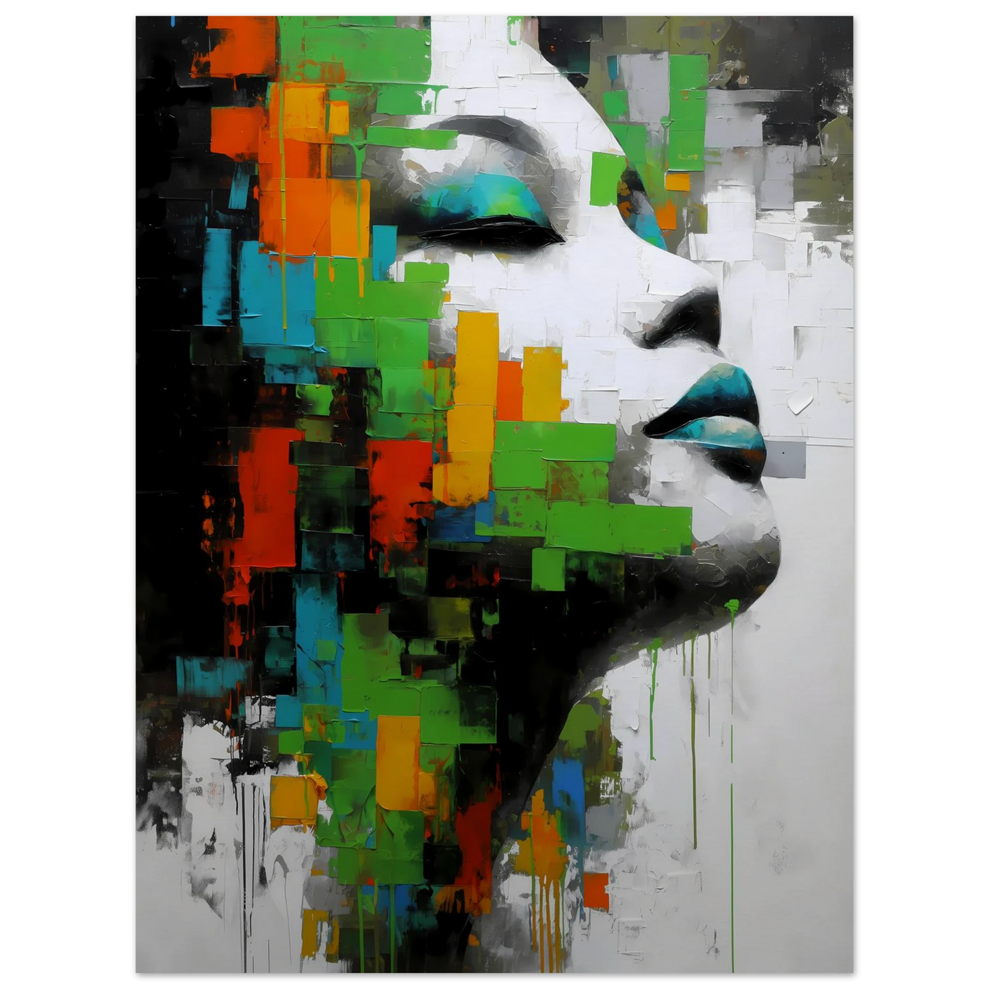 Visage en Éclats Verts — affiche d'art — vue 2 — art mural STNCL