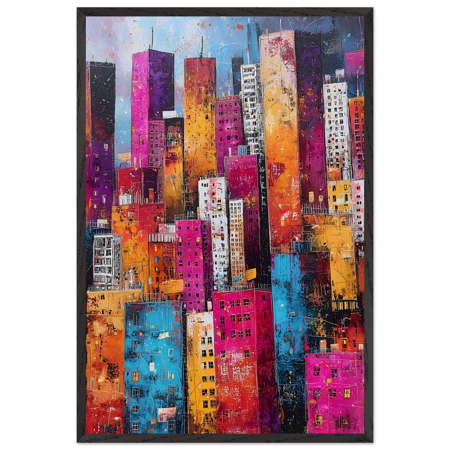 Empilement — tableau encadré bois — vue 2 — art mural STNCL