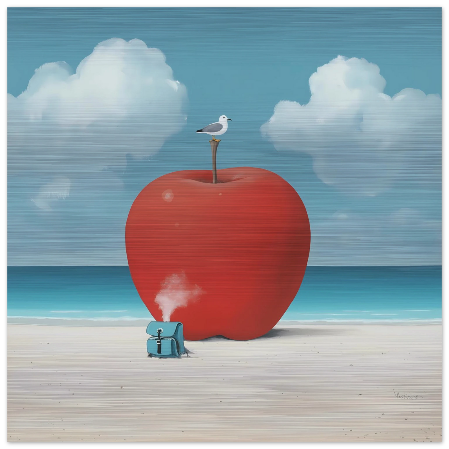 Pomme sur la Plage — tableau aluminium — vue 3 — art mural STNCL