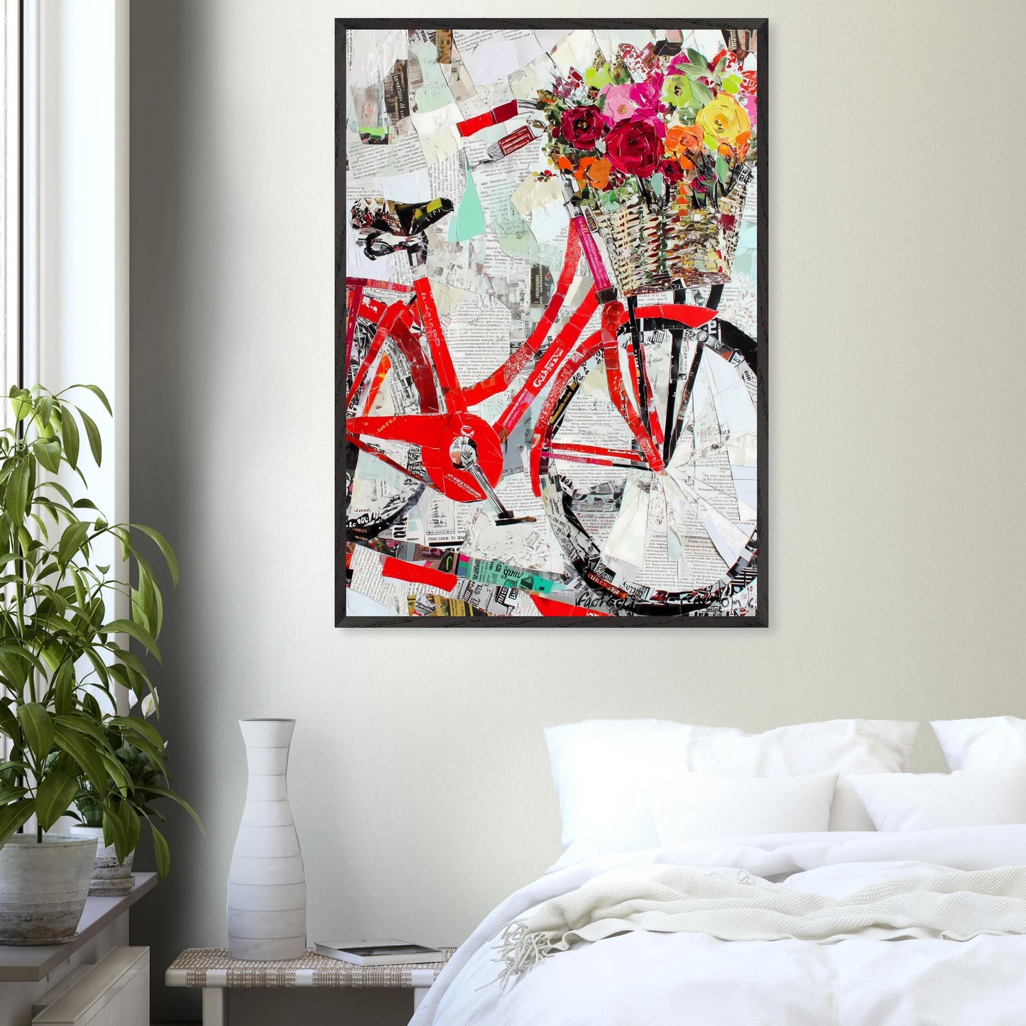 Le Vélo Fleuri — tableau encadré bois — vue 17 — art mural STNCL