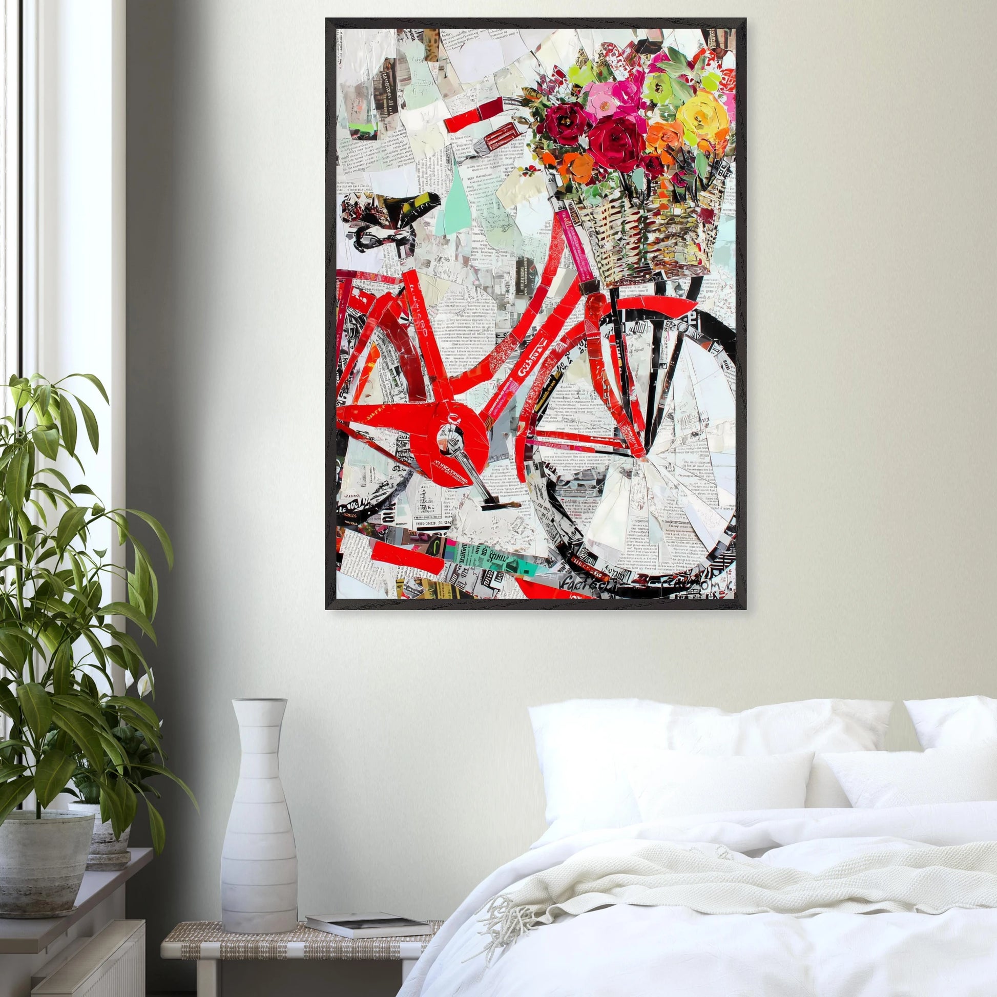 Le Vélo Fleuri — tableau encadré bois — vue 17 — art mural STNCL