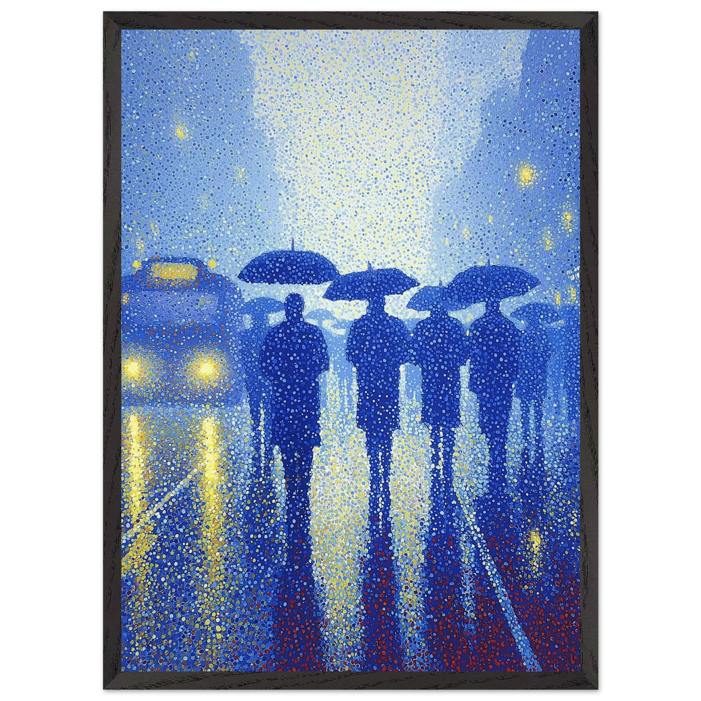 Pluie de Néon Bleu — tableau encadré bois — vue 9 — art mural STNCL