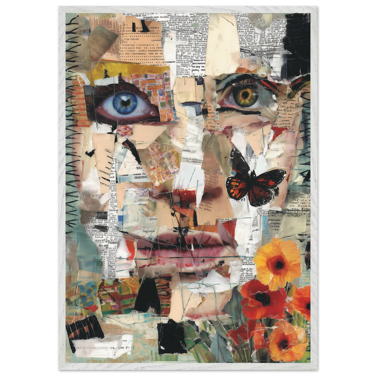 Le Visage de Papier — tableau encadré bois — vue 5 — art mural STNCL