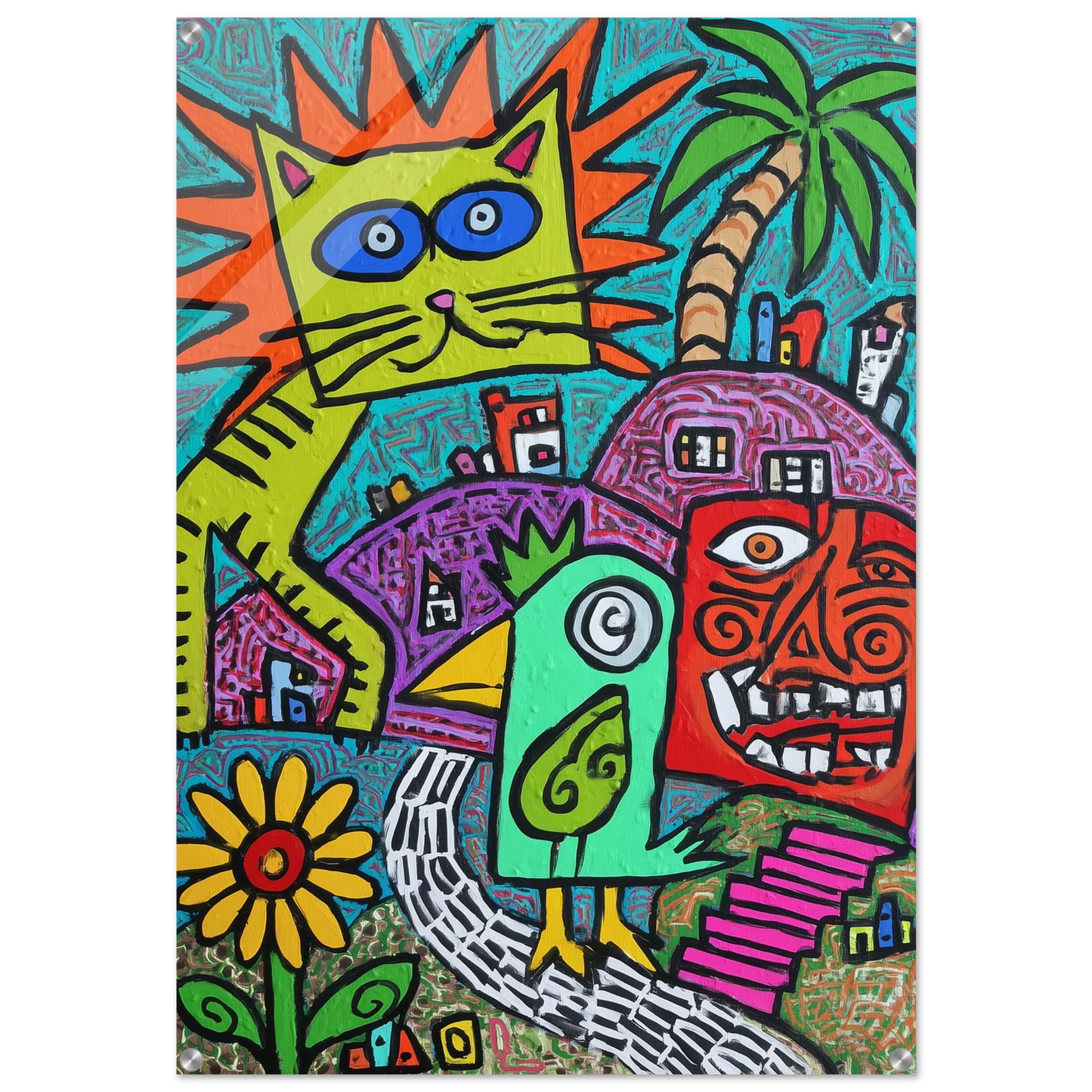 La Fête du Chat Solaire — tableau plexiglas — art mural STNCL