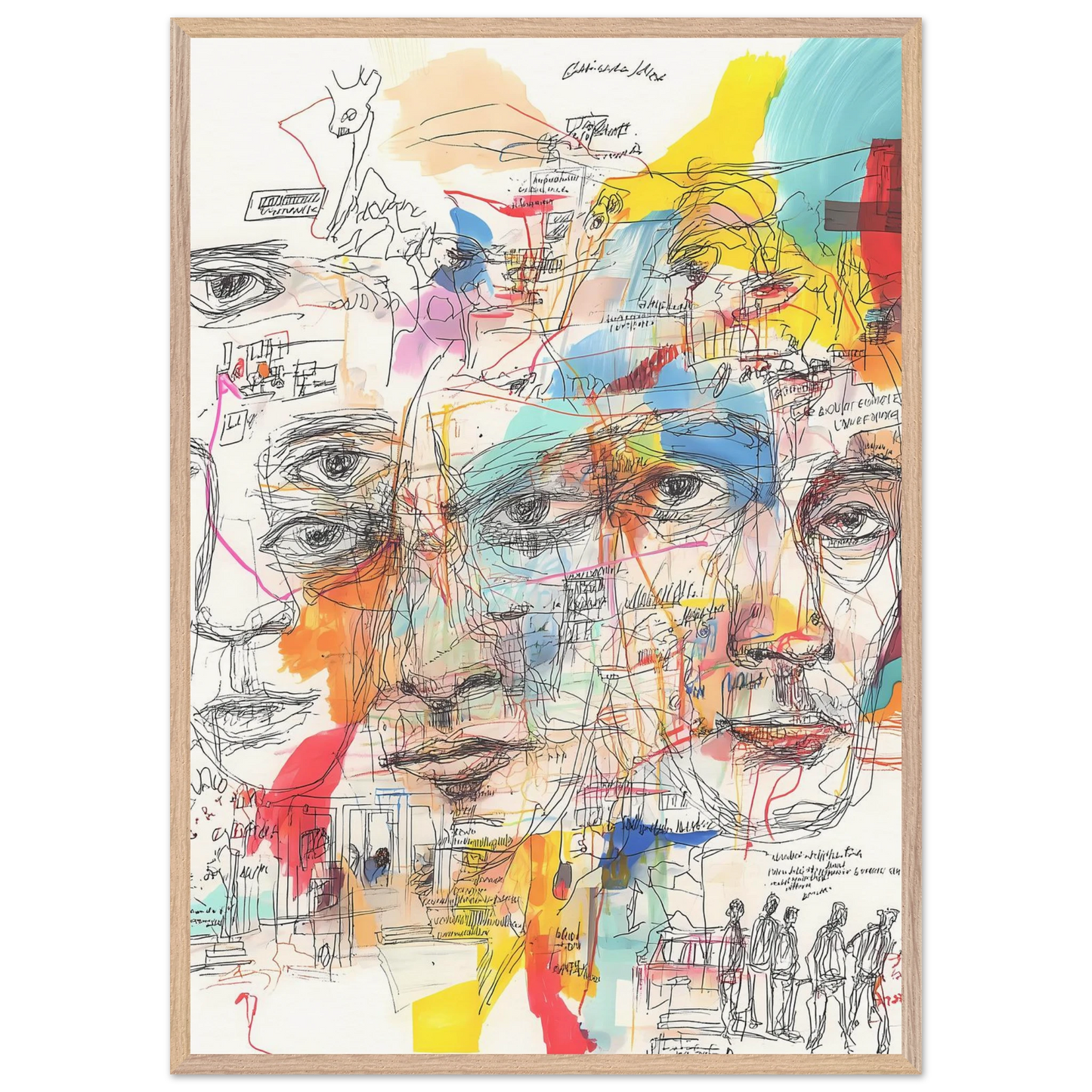 Carnet de Visages — tableau encadré bois — vue 6 — art mural STNCL
