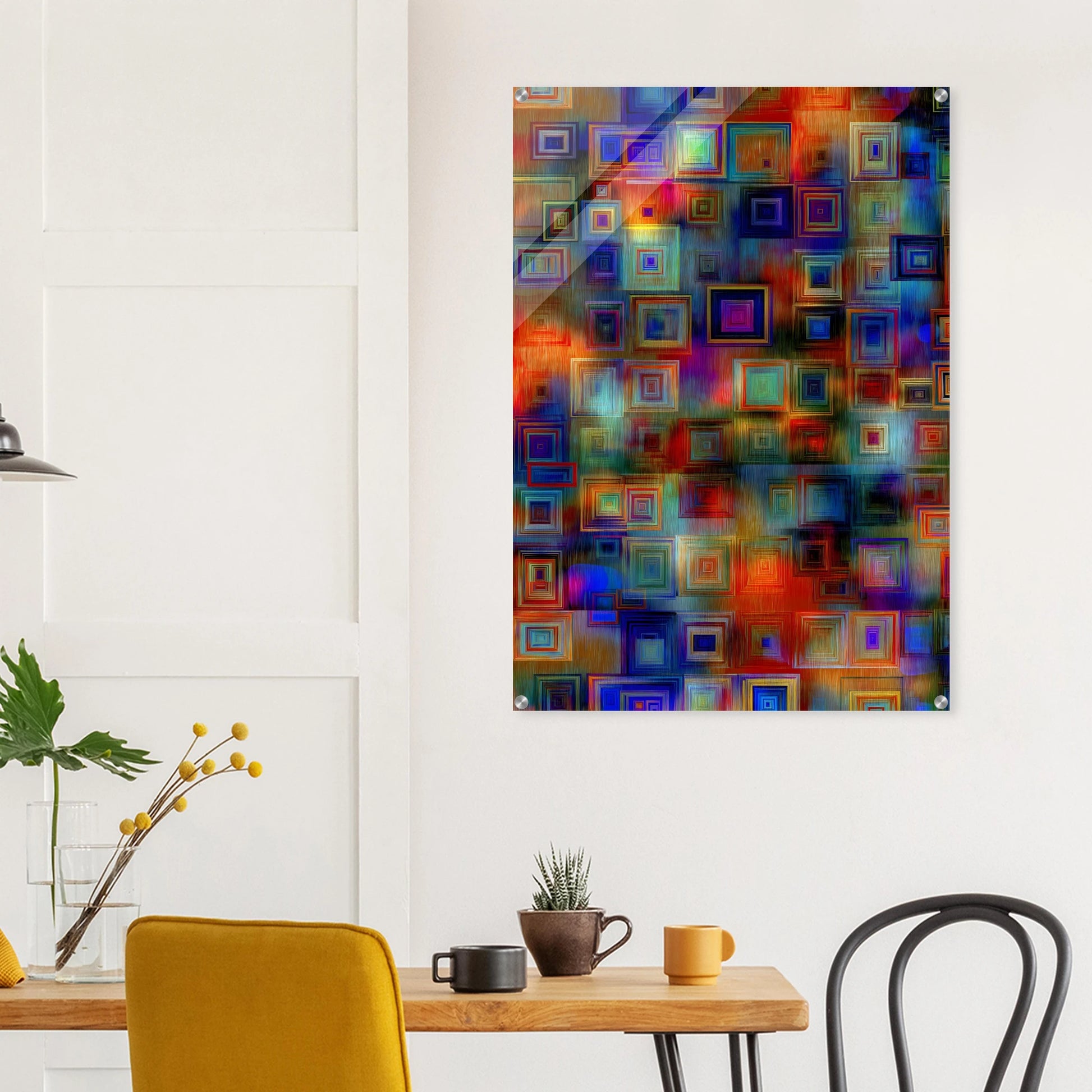 Trame de Carrés — tableau plexiglas — vue 8 — art mural STNCL