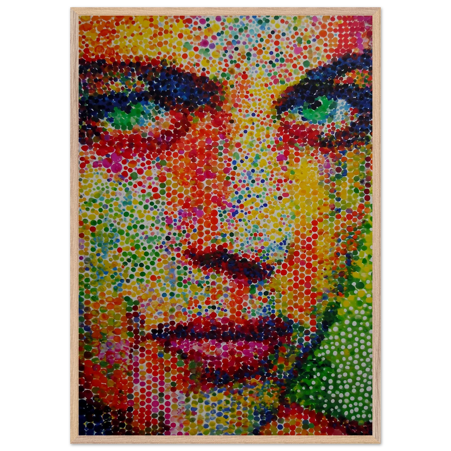 Le Visage en Points — tableau encadré bois — vue 6 — art mural STNCL