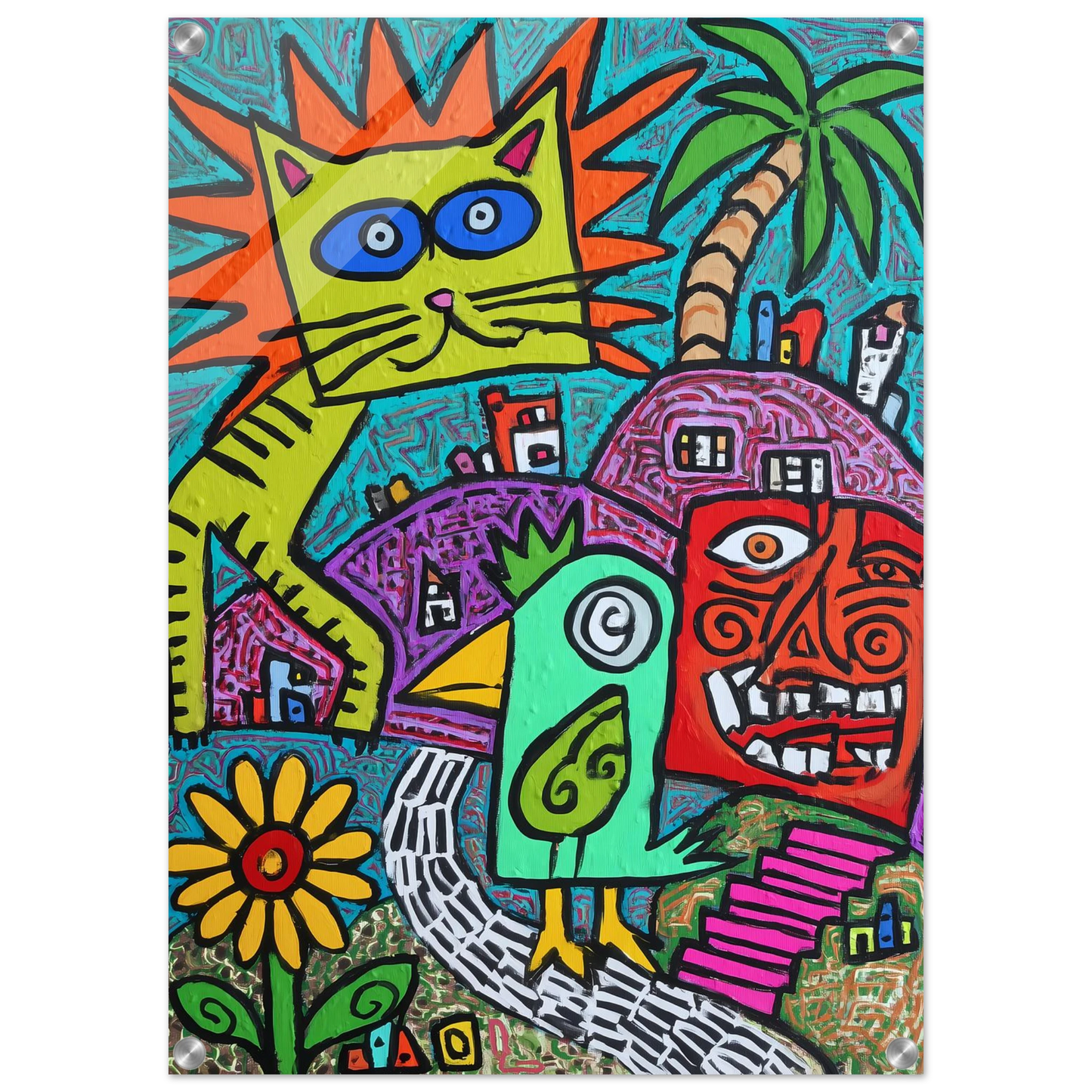 Ménagerie Naïve — tableau plexiglas — vue 2 — art mural STNCL