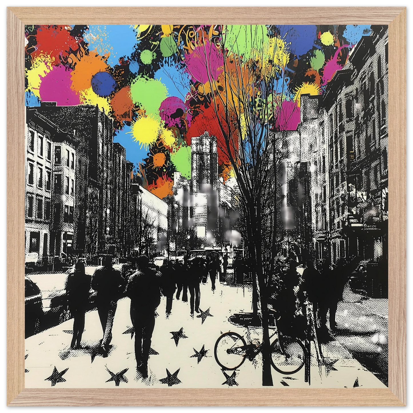 Rue en Éclats — tableau encadre bois — vue 4 — art mural STNCL