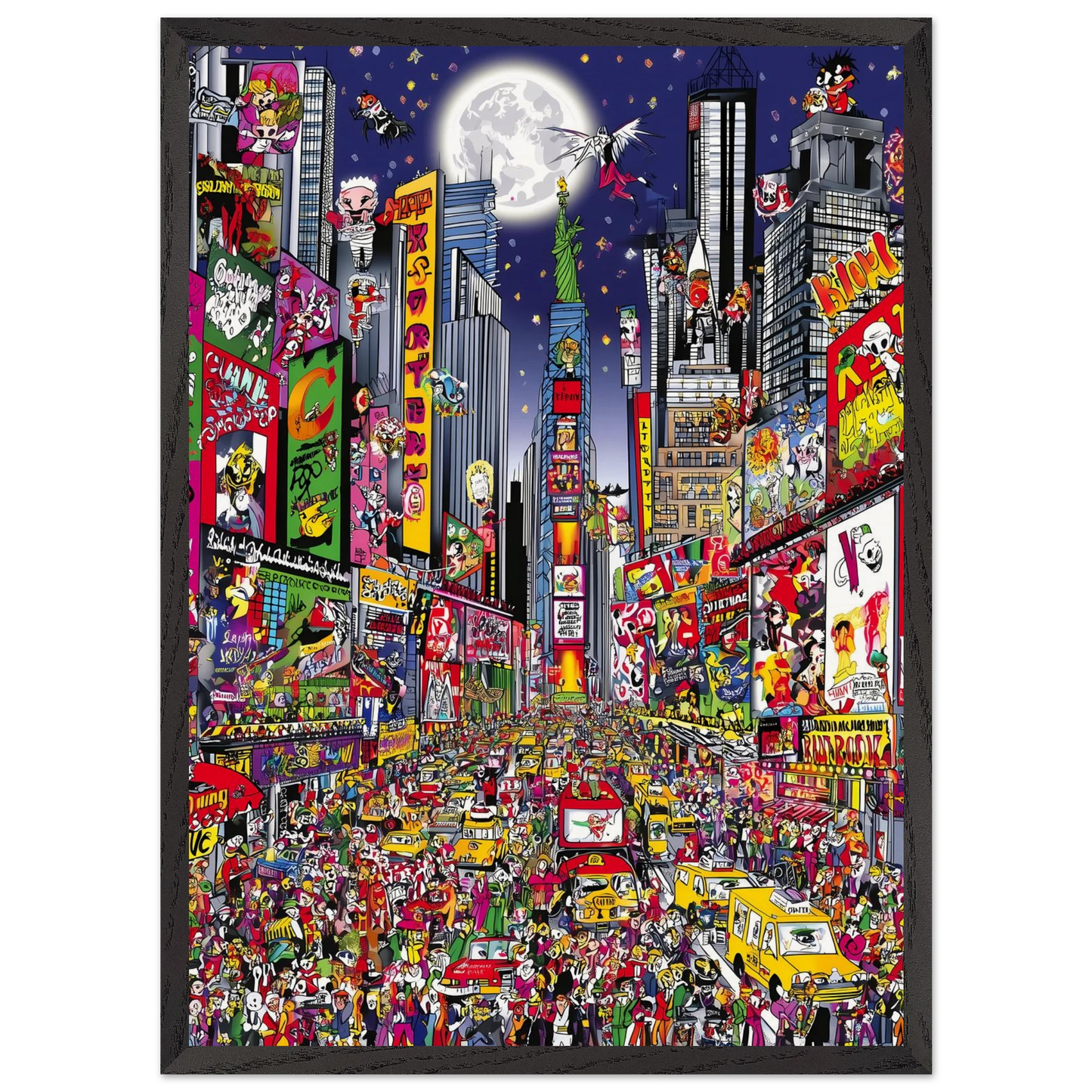Times Square en Fête — tableau encadre bois — vue 10 — art mural STNCL