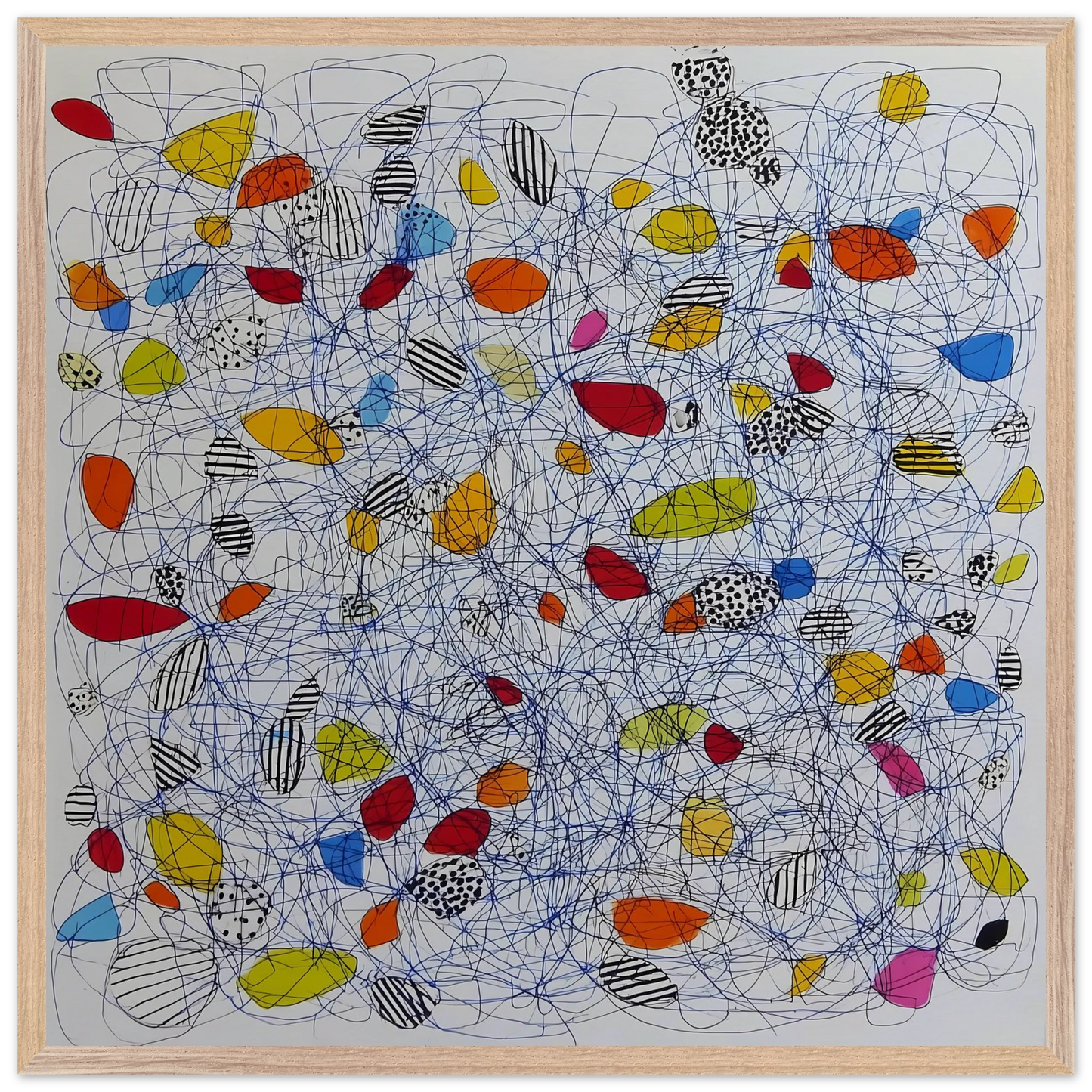 Pelote et Galets — tableau encadré bois — vue 10 — art mural STNCL