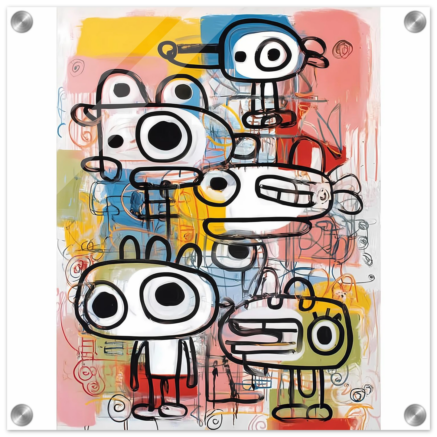 Les Cinq Curieux — tableau plexiglas — vue 4 — art mural STNCL
