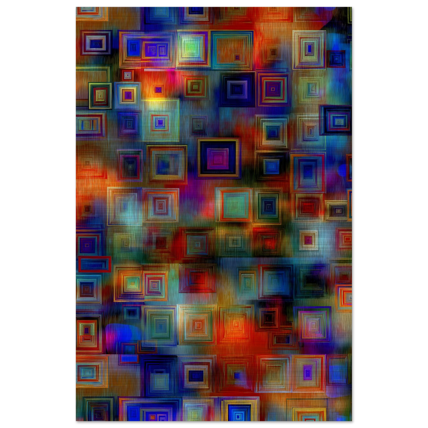 Trame de Carrés — tableau aluminium — vue 3 — art mural STNCL