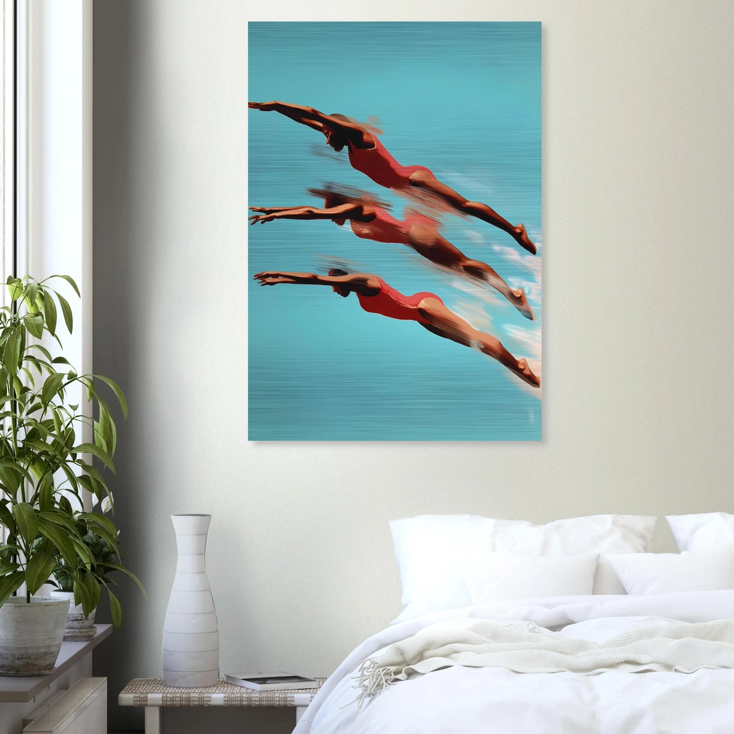 Trois Plongeuses — tableau aluminium — vue 7 — art mural STNCL