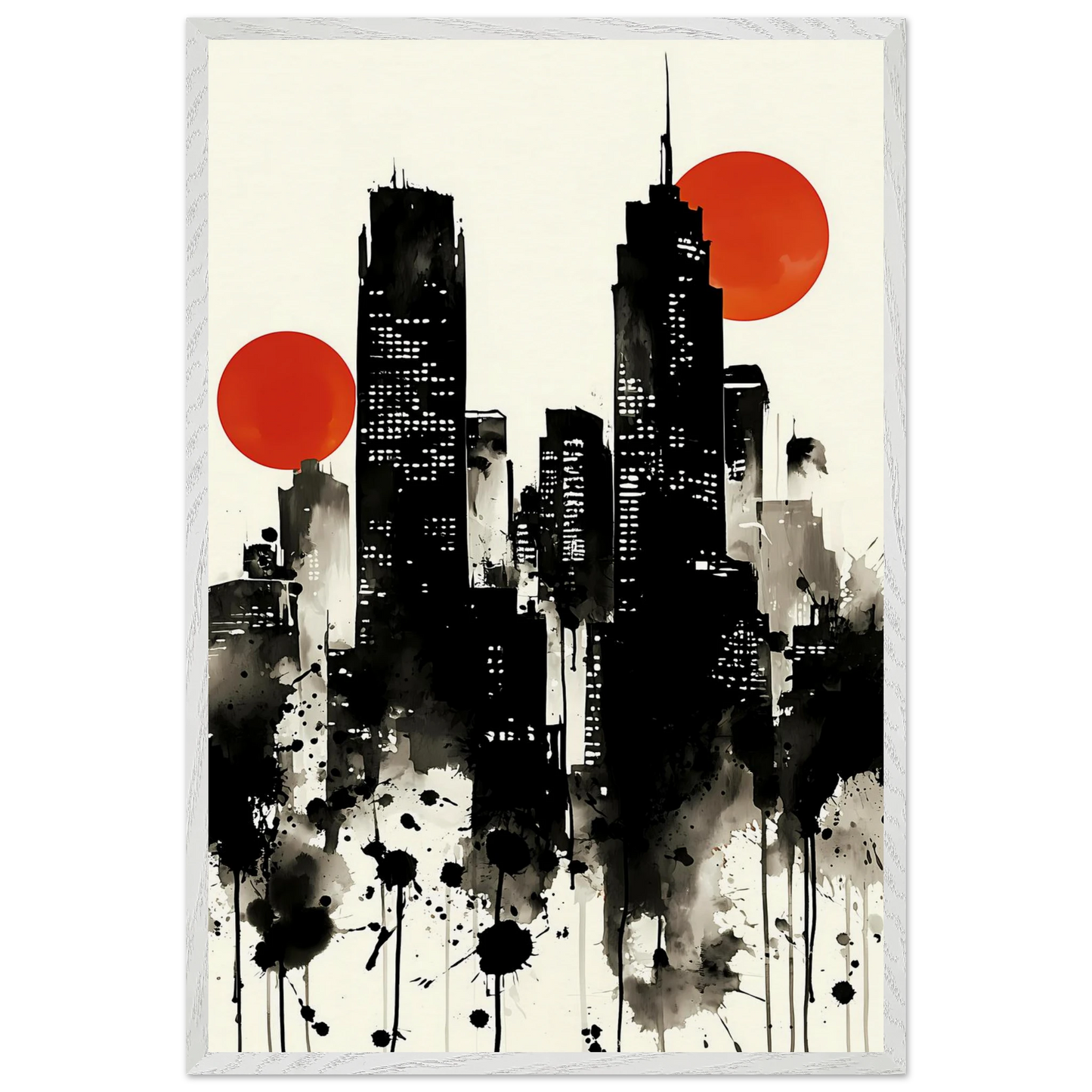 Ville d'Encre — tableau encadre bois — vue 7 — art mural STNCL