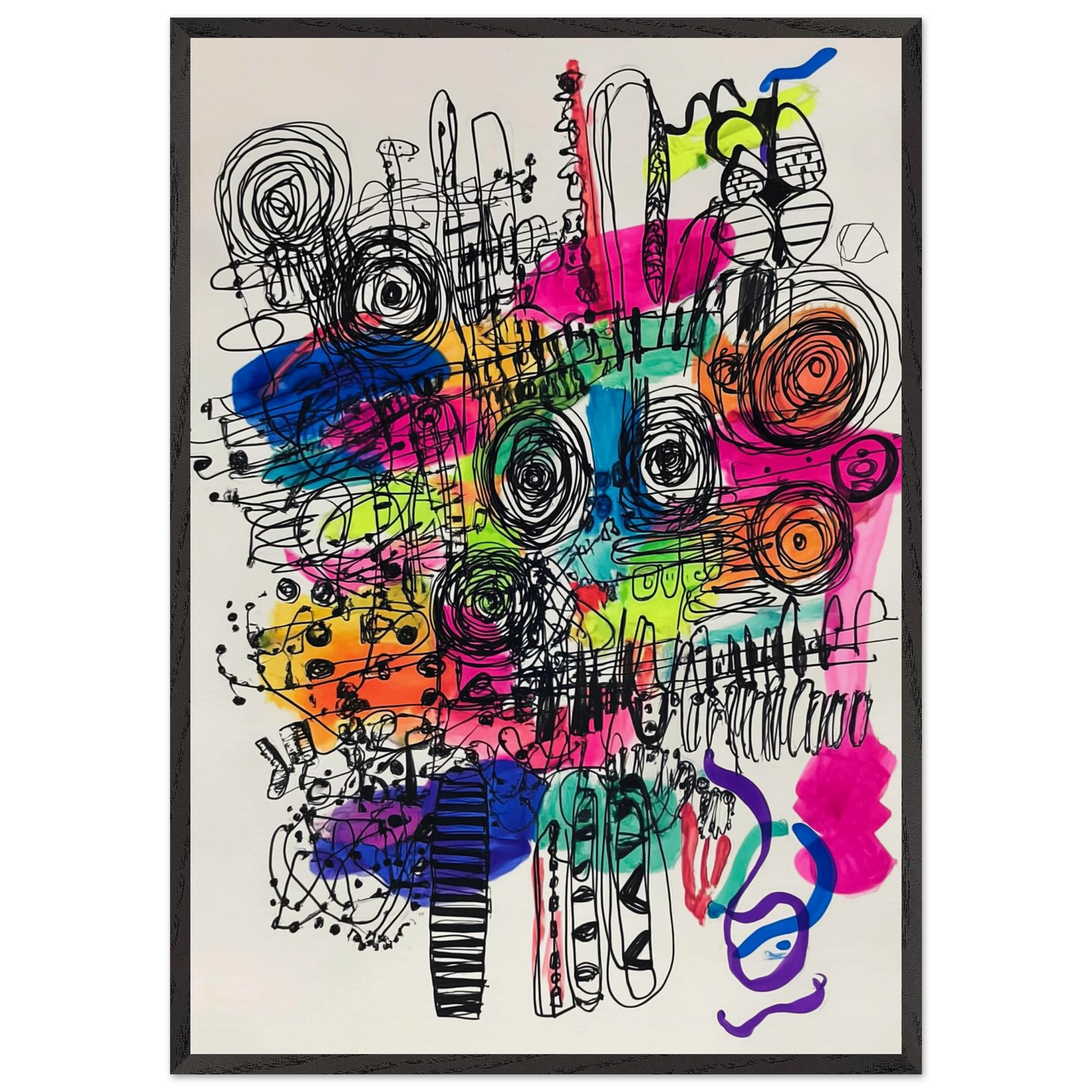 Spirales et Éclats Vifs — tableau encadré bois — art mural STNCL