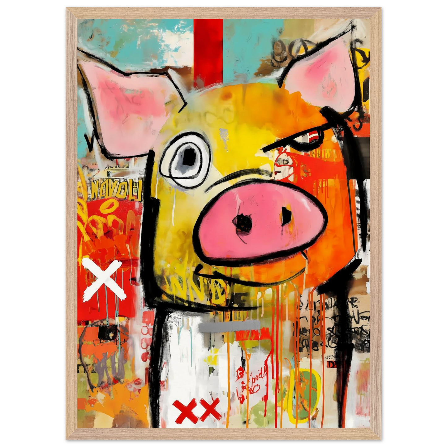 Le Cochon Bougon — tableau encadré bois — vue 13 — art mural STNCL