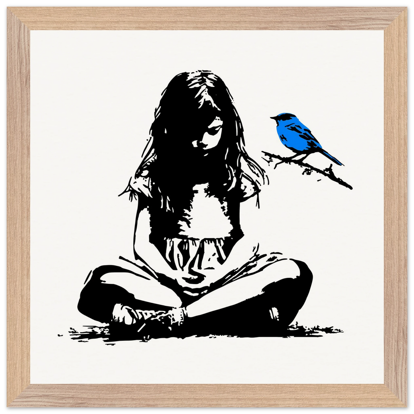 L'Oiseau Bleu — tableau encadré bois — vue 7 — art mural STNCL
