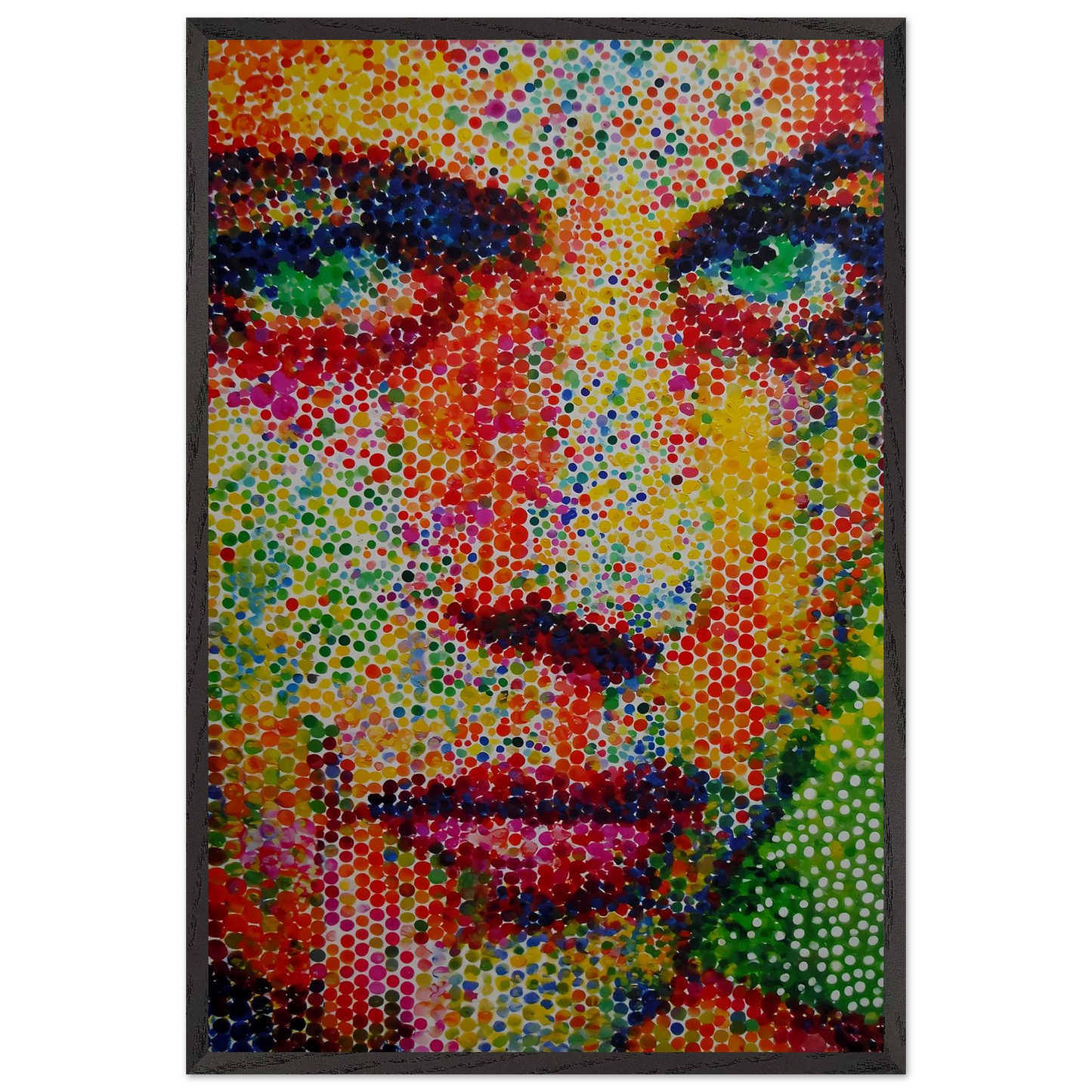 Le Visage en Points — tableau encadré bois — vue 2 — art mural STNCL