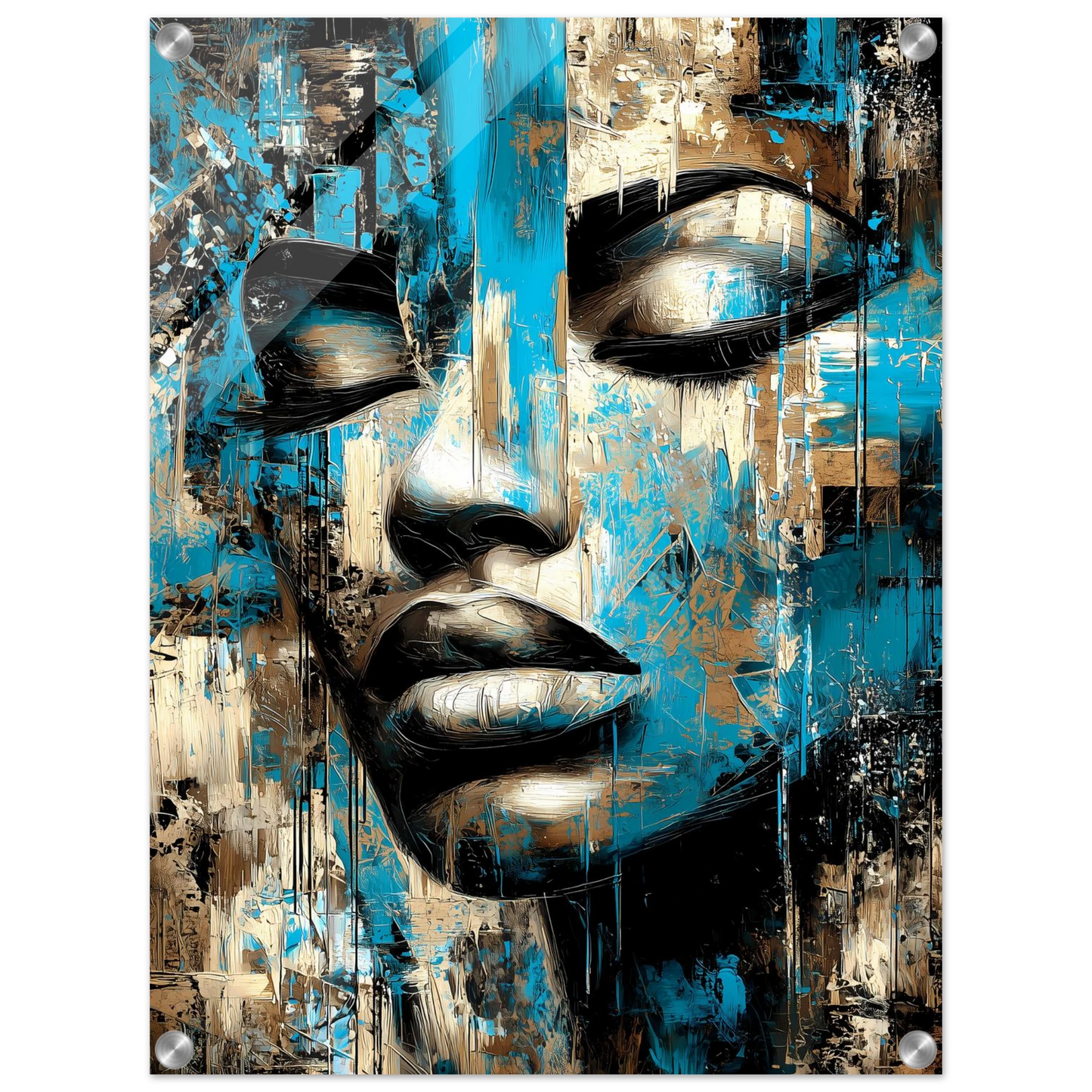Bleu et Or — tableau plexiglas — vue 4 — art mural STNCL