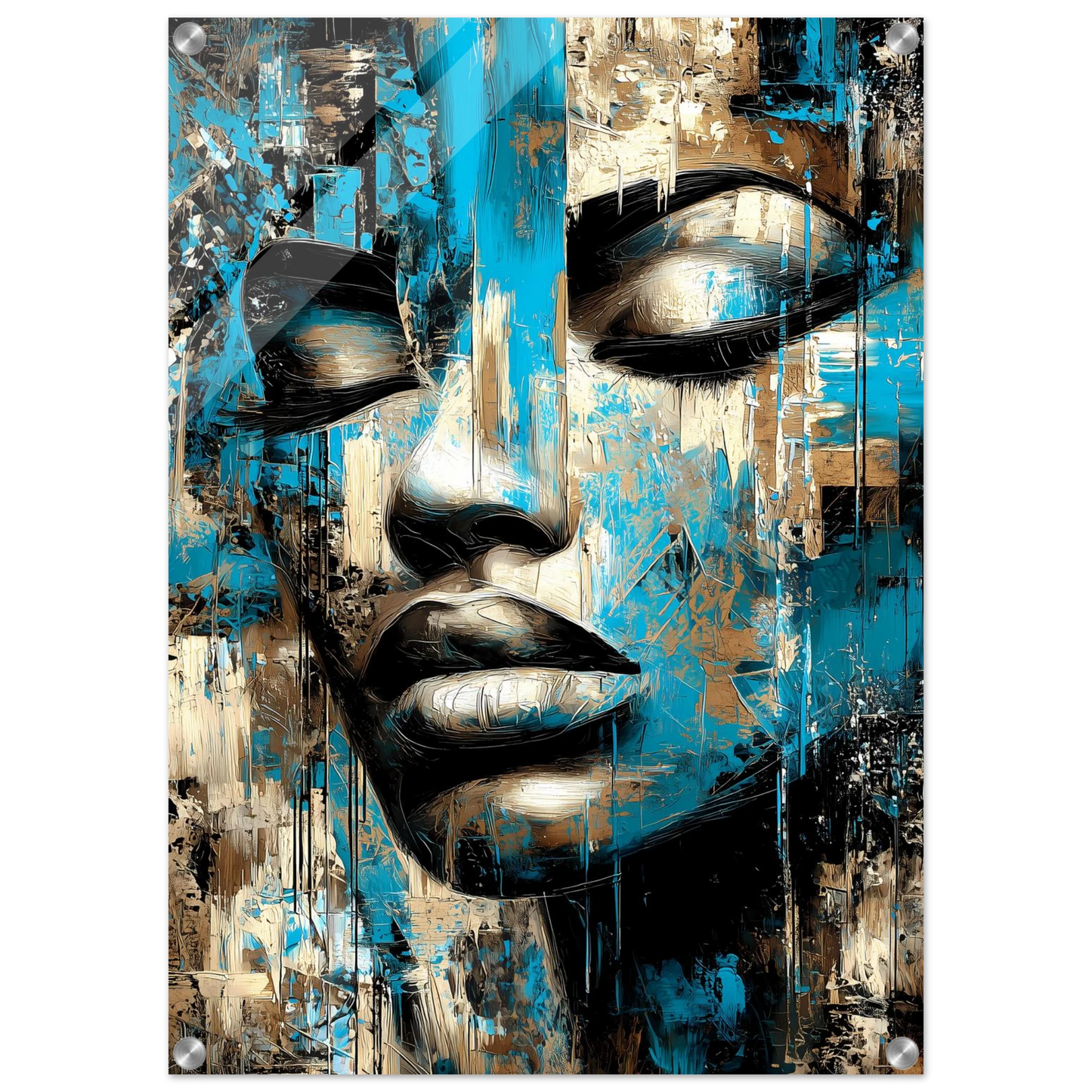 Bleu et Or — tableau plexiglas — vue 2 — art mural STNCL