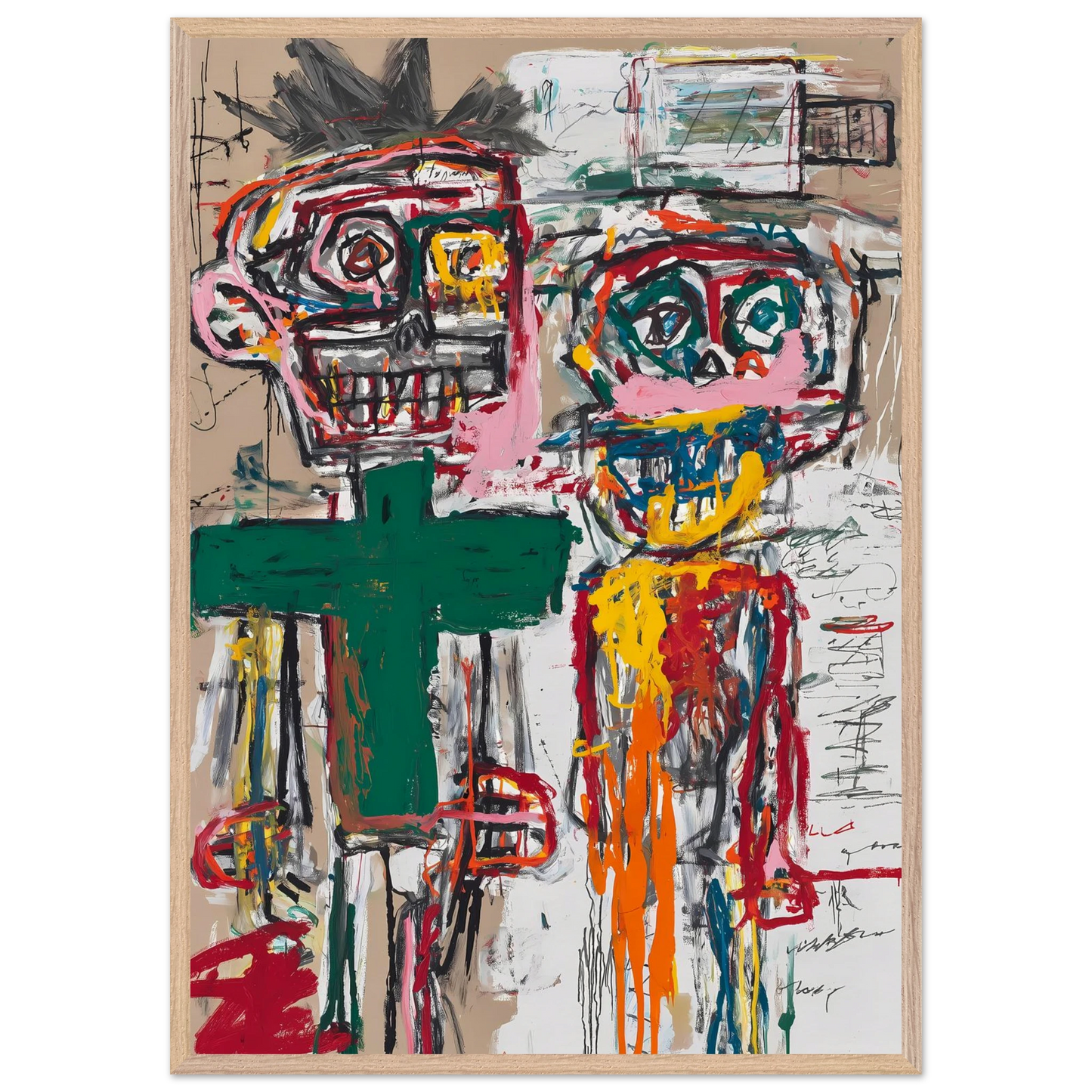 Deux Totems — tableau encadre bois — vue 6 — art mural STNCL
