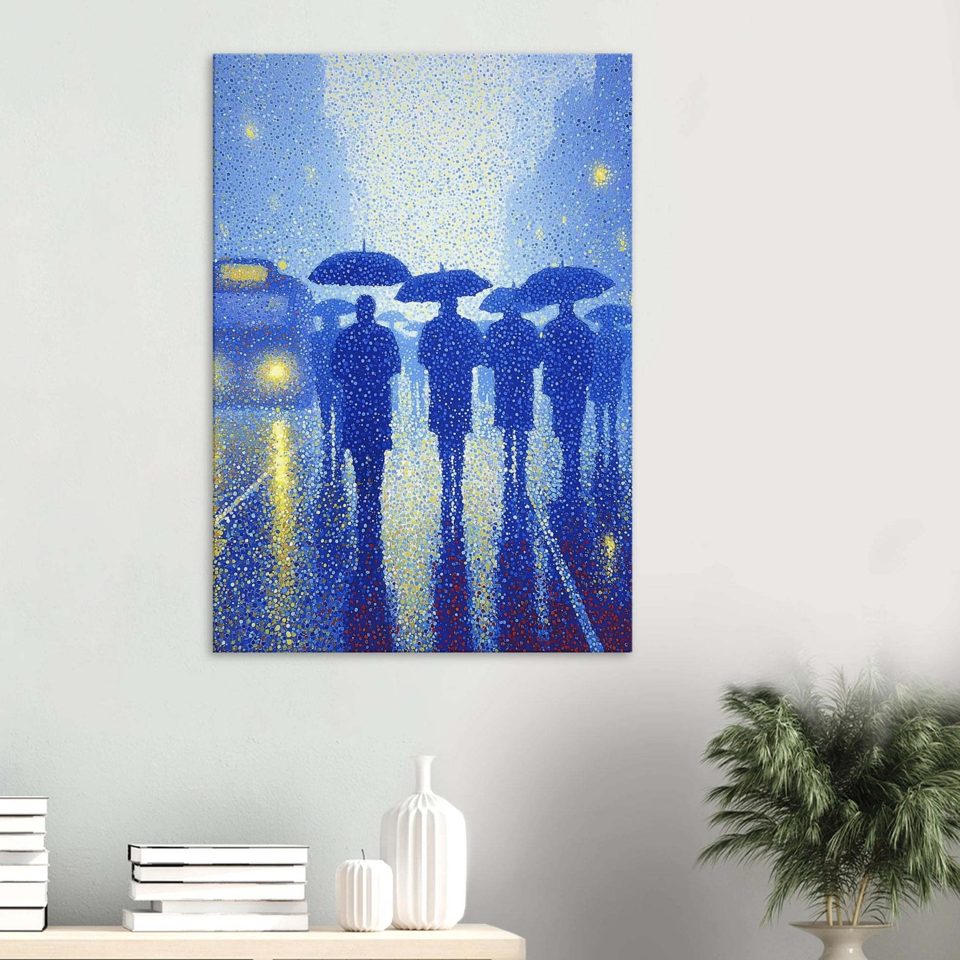 Pluie de Néon Bleu — tableau sur toile — vue 6 — art mural STNCL