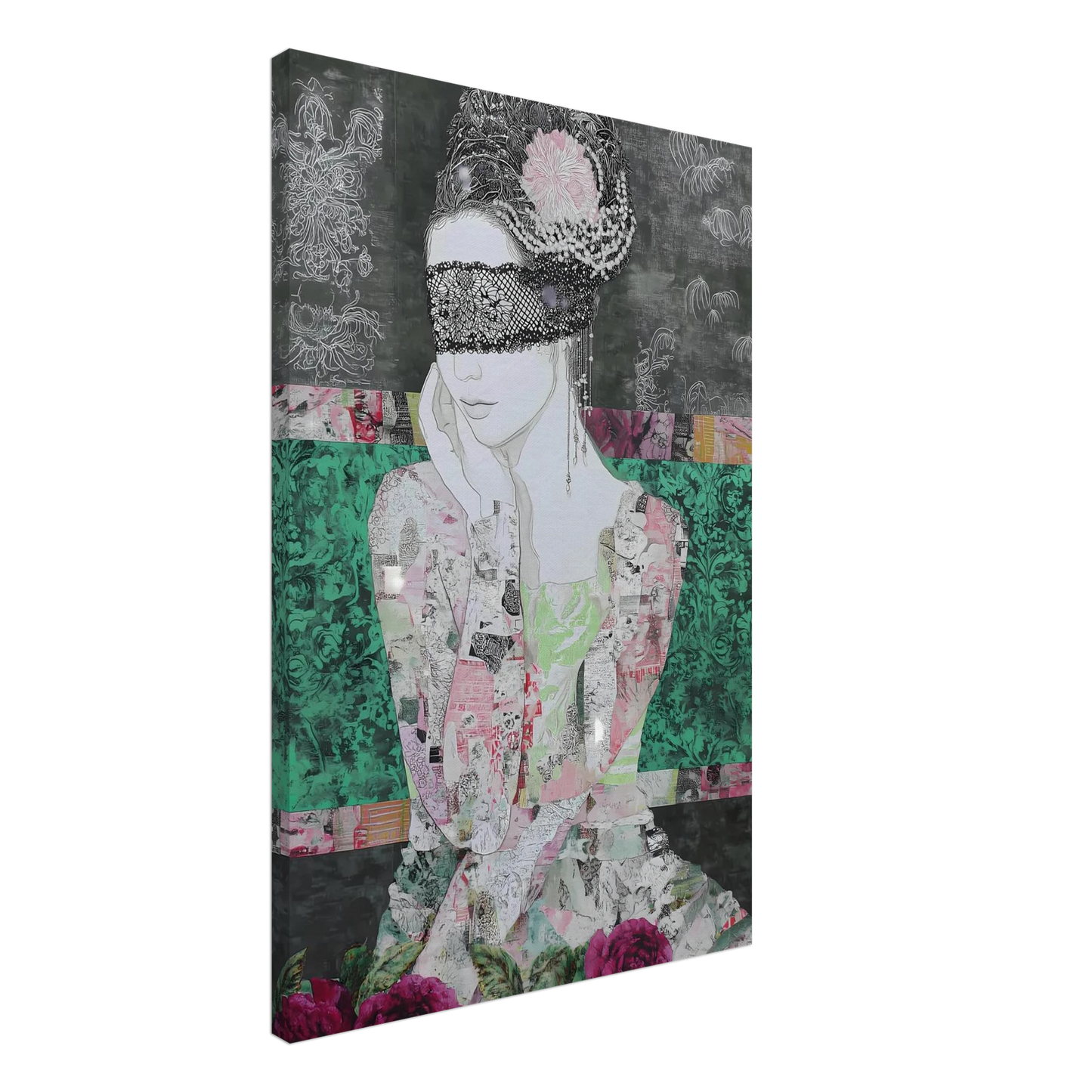 Dame de Dentelle — tableau sur toile — vue 2 — art mural STNCL