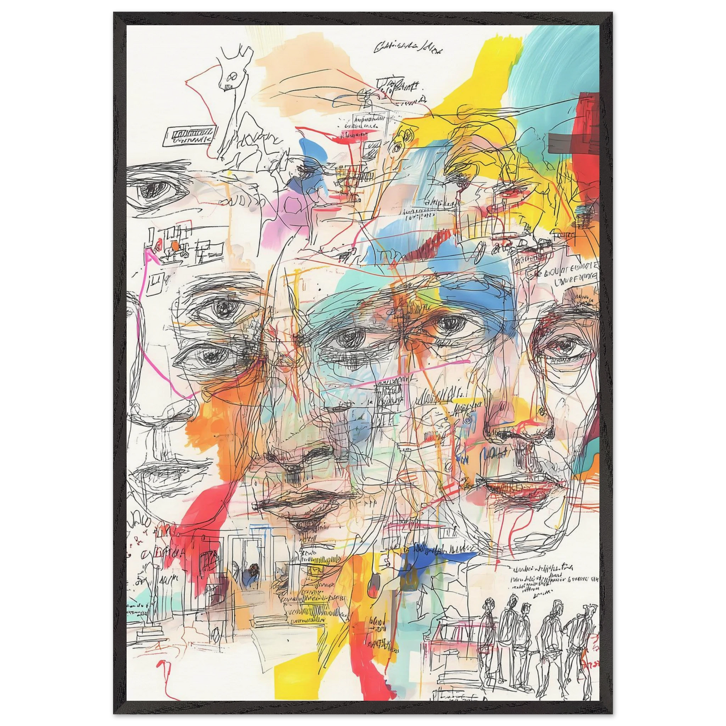 Carnet de Visages — tableau encadré bois — art mural STNCL