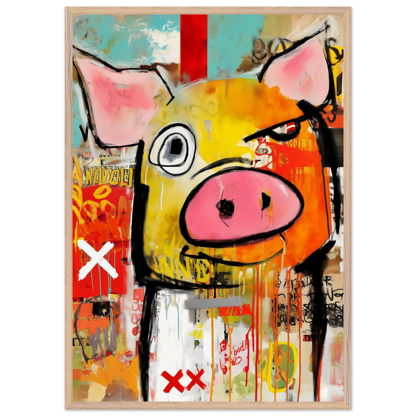 Le Cochon Bougon — tableau encadré bois — vue 6 — art mural STNCL