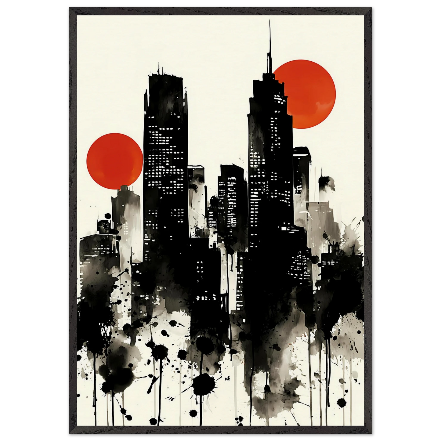 Ville d'Encre — tableau encadre bois — art mural STNCL