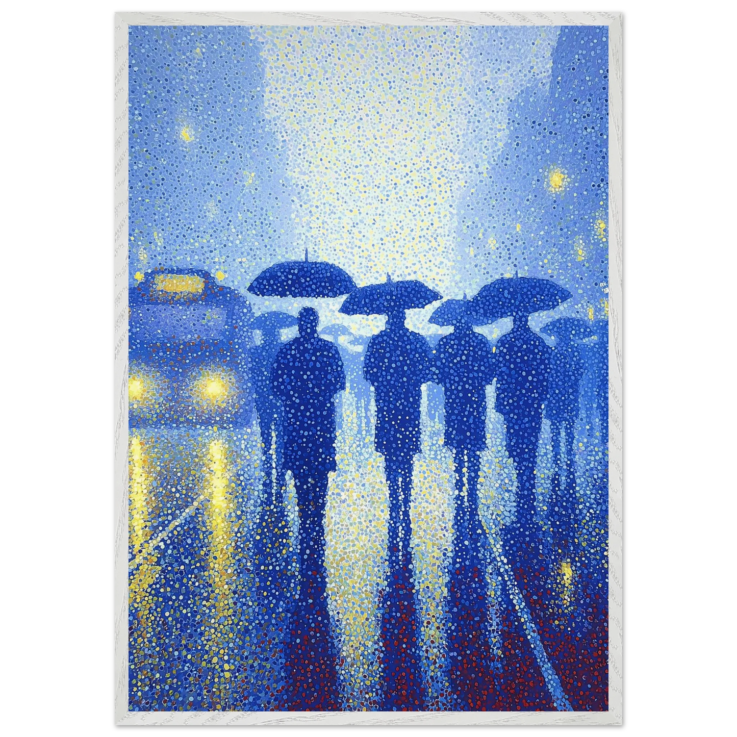 Pluie en Pointillés — tableau encadré bois — vue 5 — art mural STNCL