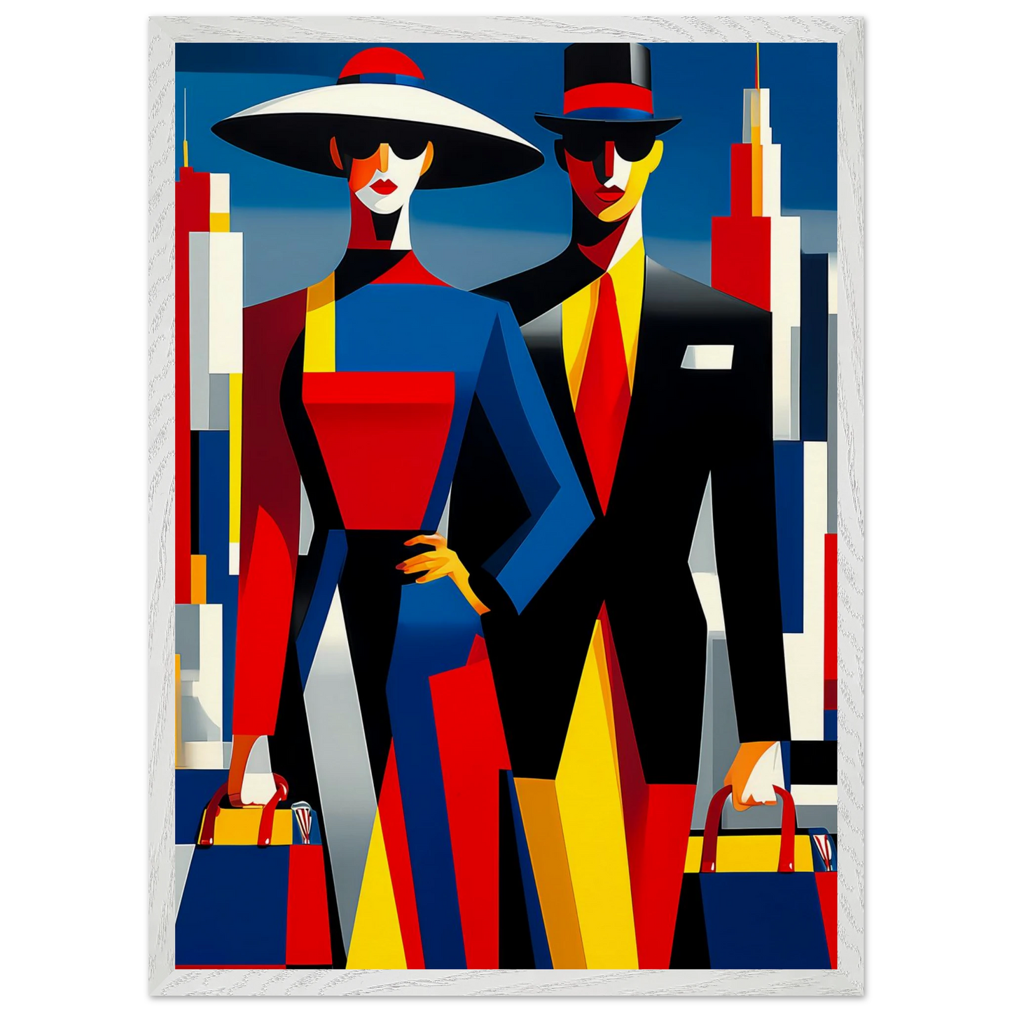 Le Couple en Ville — tableau encadré bois — vue 11 — art mural STNCL