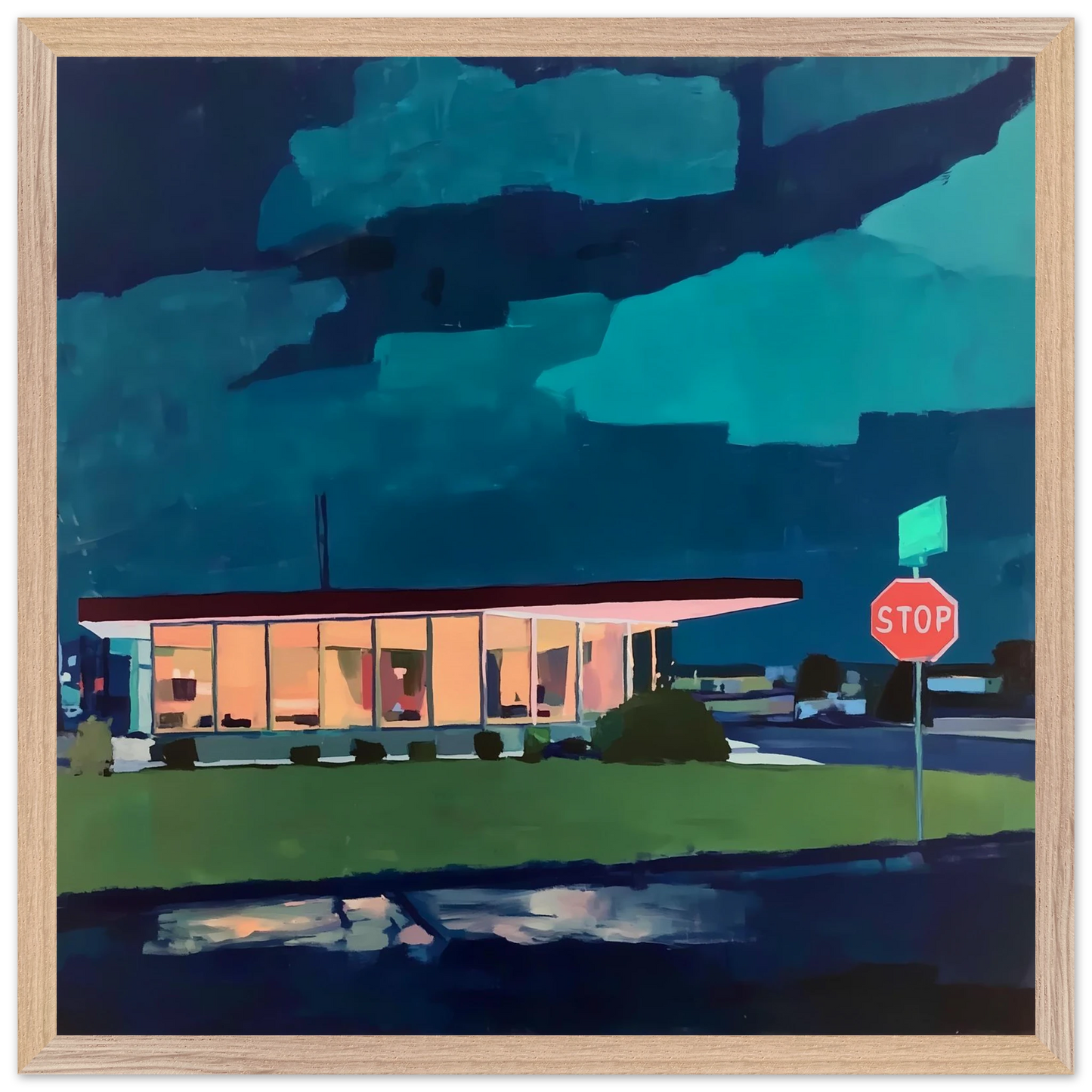 Lumière sur la Route — tableau encadré bois — vue 3 — art mural STNCL