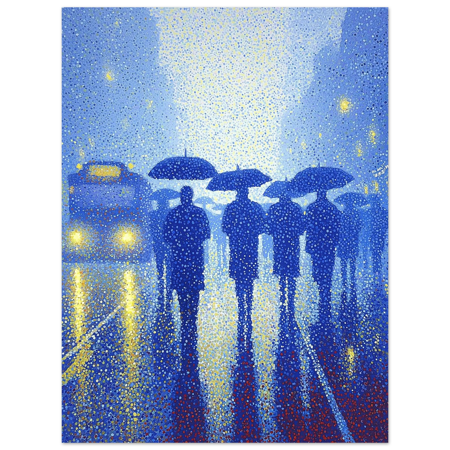 Pluie de Néon Bleu — tableau aluminium — vue 5 — art mural STNCL