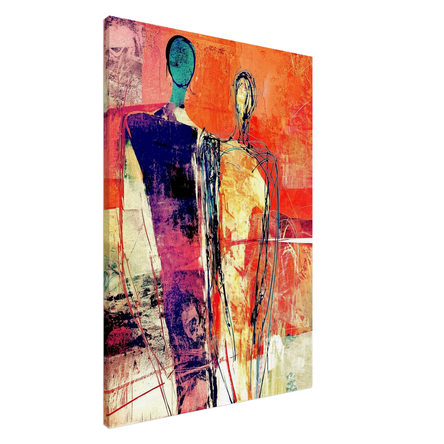 Deux Silhouettes Enlacées — tableau sur toile — art mural STNCL