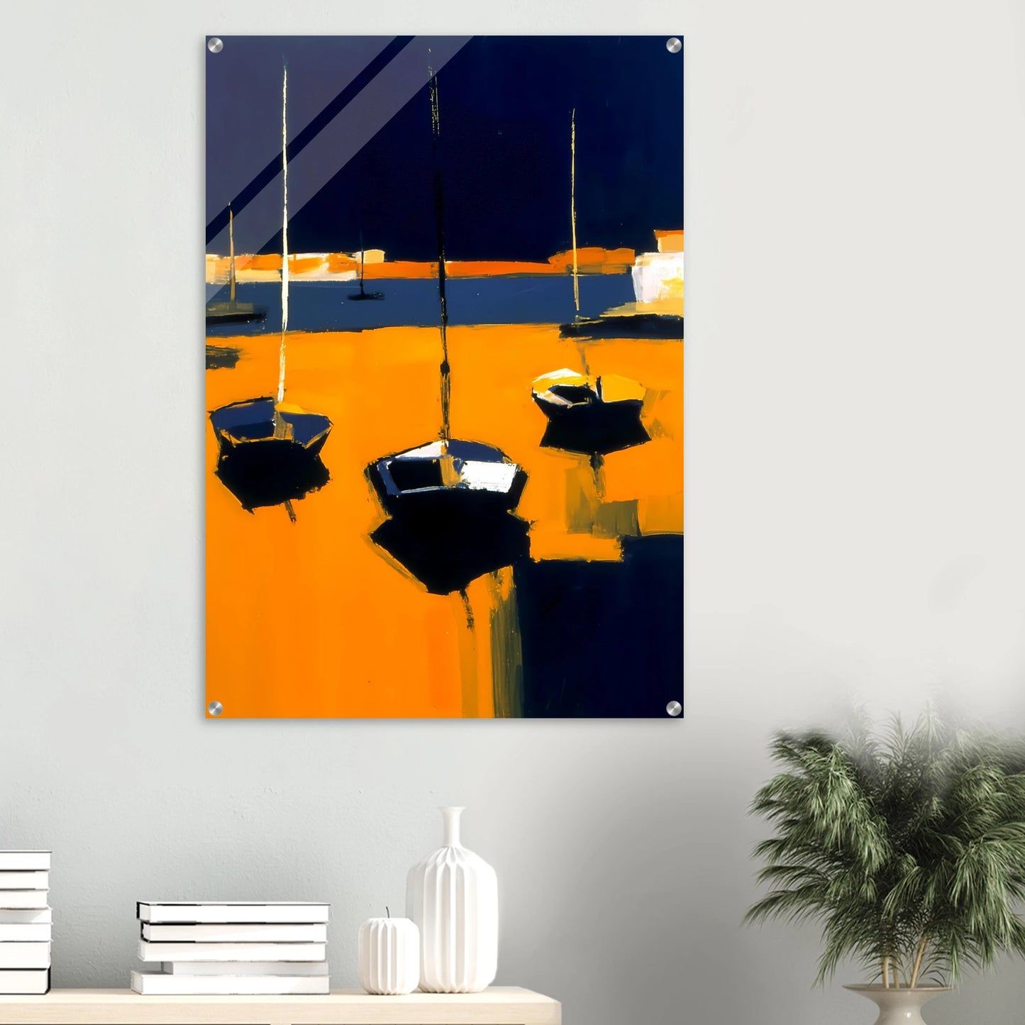 Barques au Soleil Couchant — tableau plexiglas — vue 6 — art mural STNCL