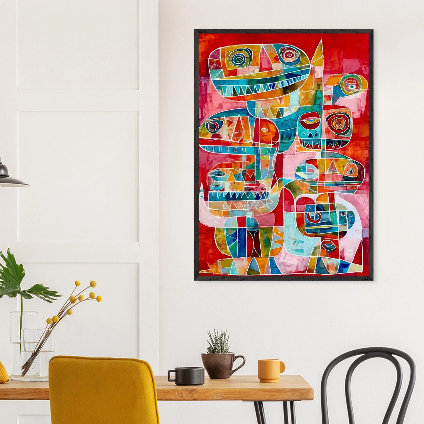 Totems Imbriqués — tableau encadré bois — vue 18 — art mural STNCL