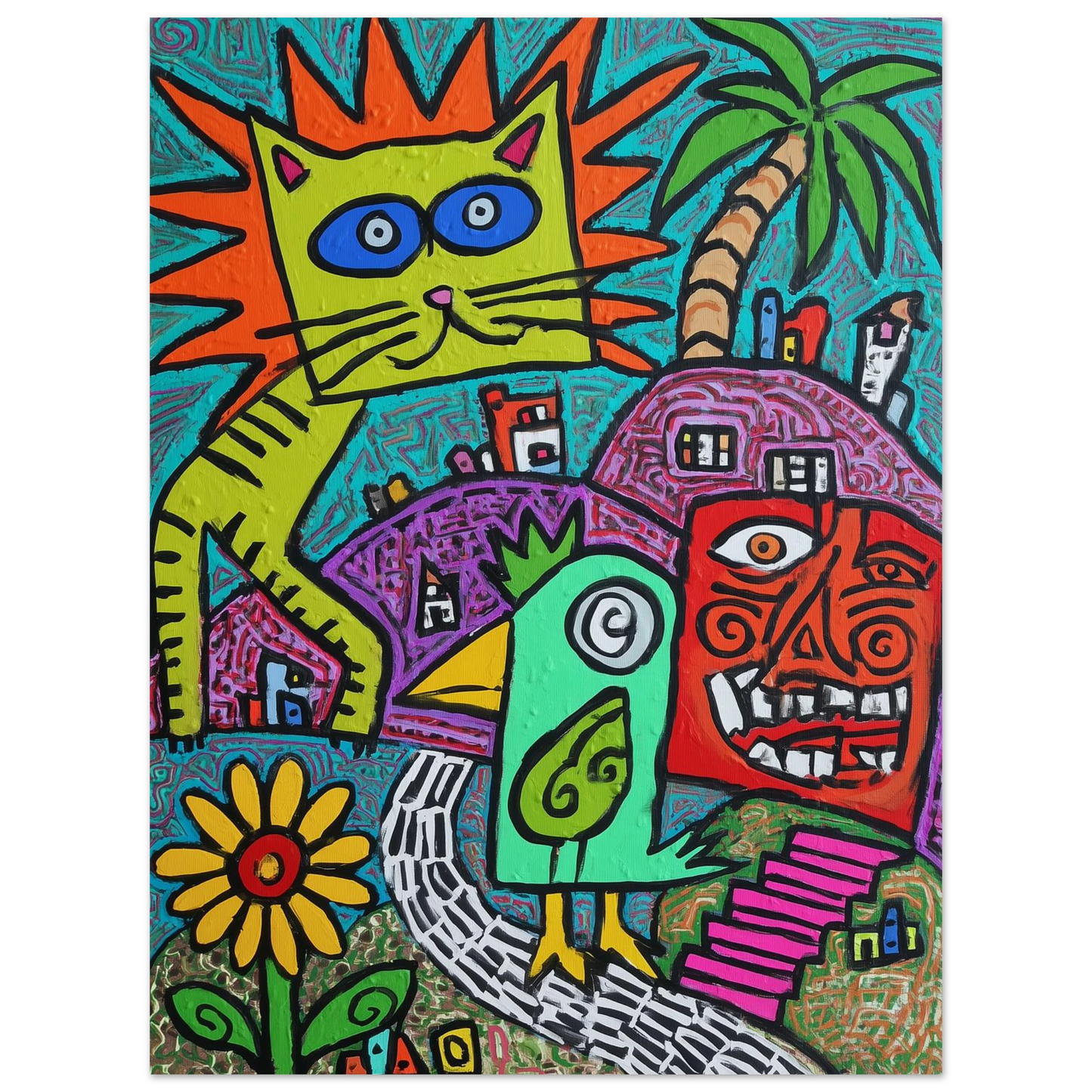 La Fête du Chat Solaire — affiche d'art — vue 2 — art mural STNCL