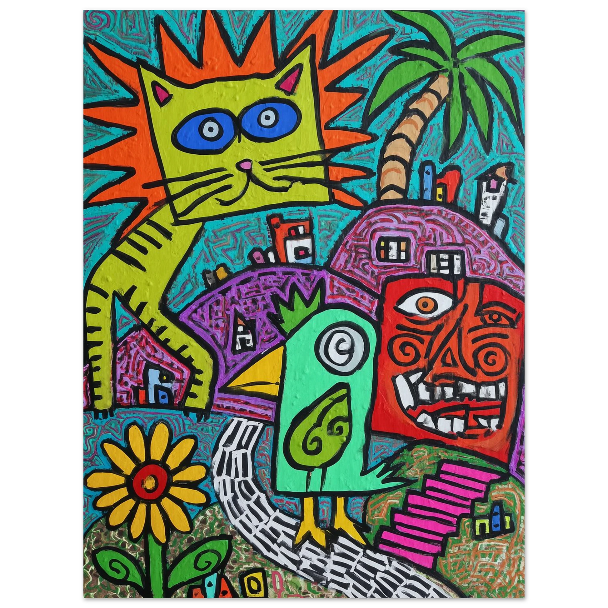 La Fête du Chat Solaire — affiche d'art — vue 2 — art mural STNCL