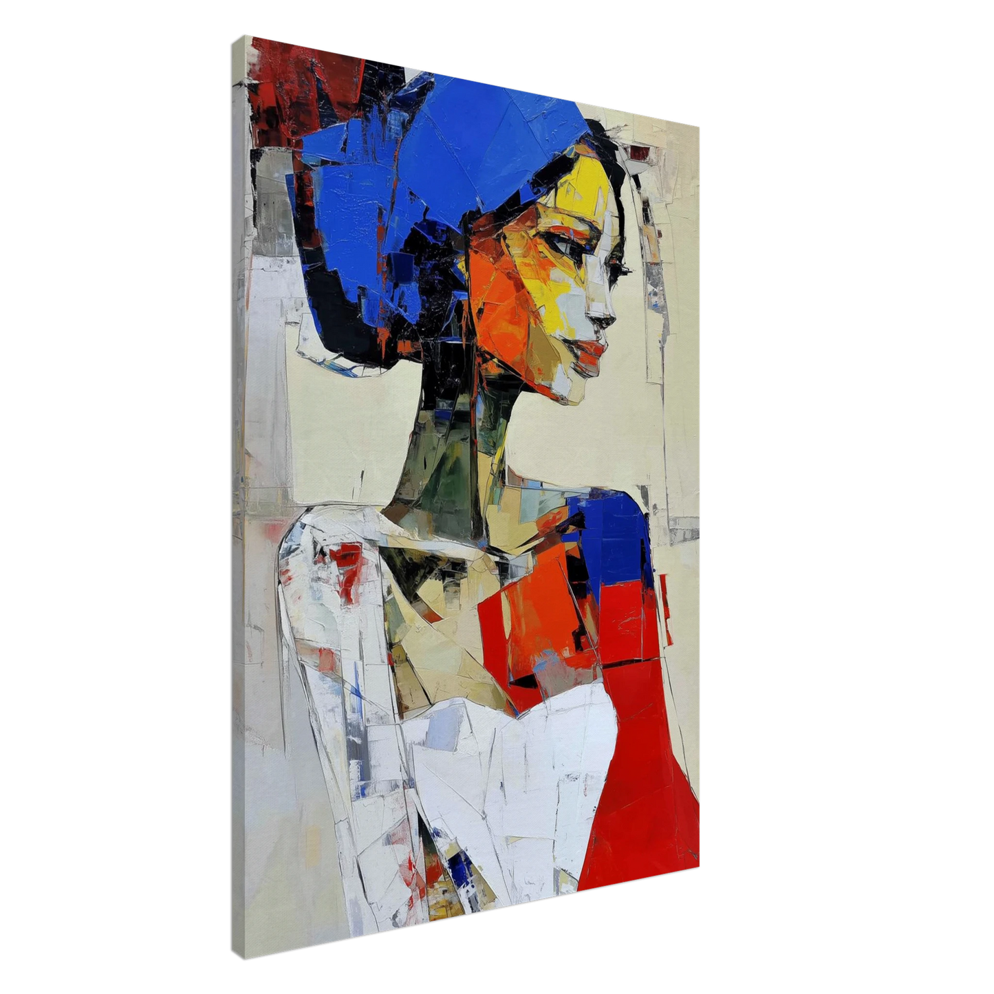 Facettes d'Azur et Carmin — tableau sur toile — art mural STNCL