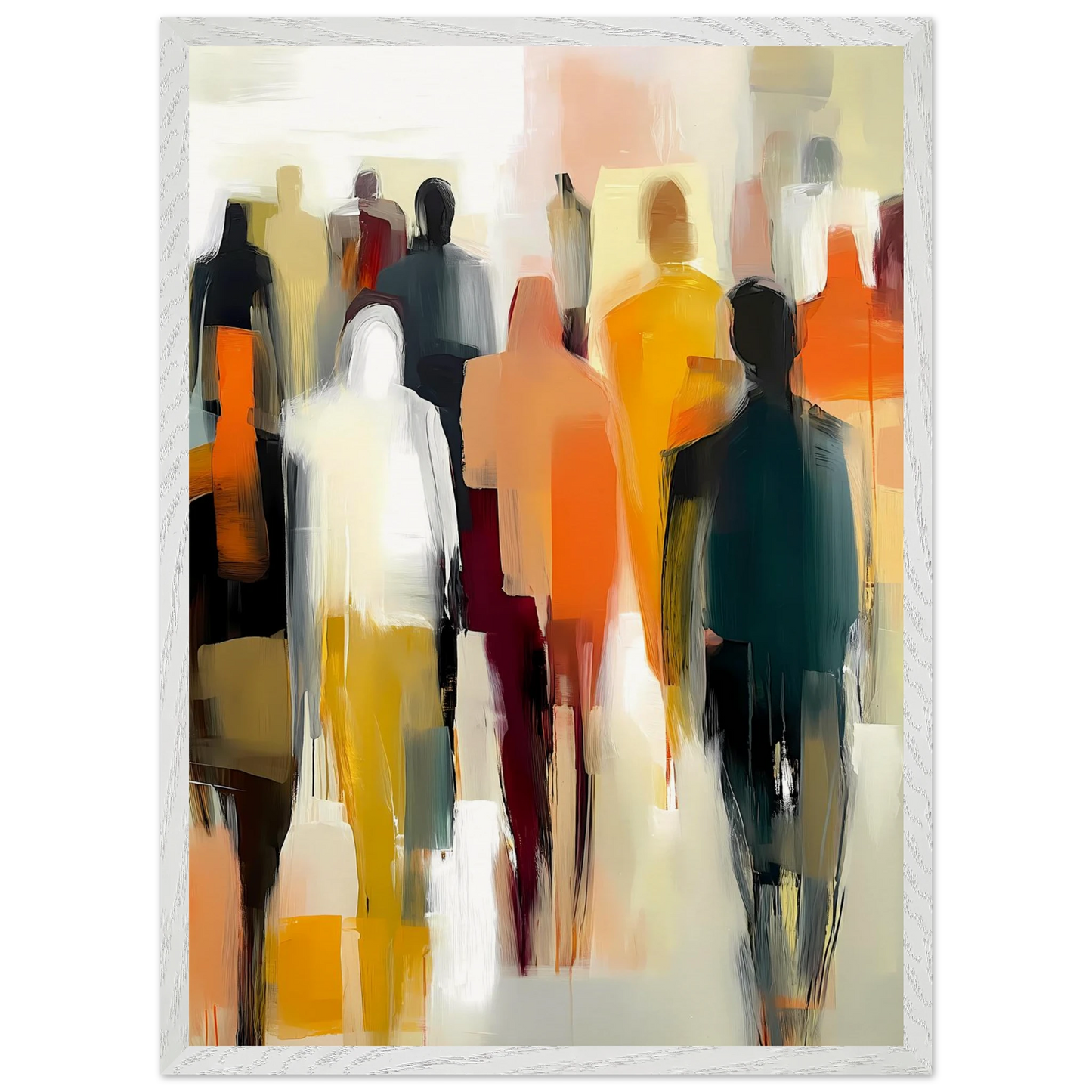 Foule Silencieuse — tableau encadré bois — vue 11 — art mural STNCL