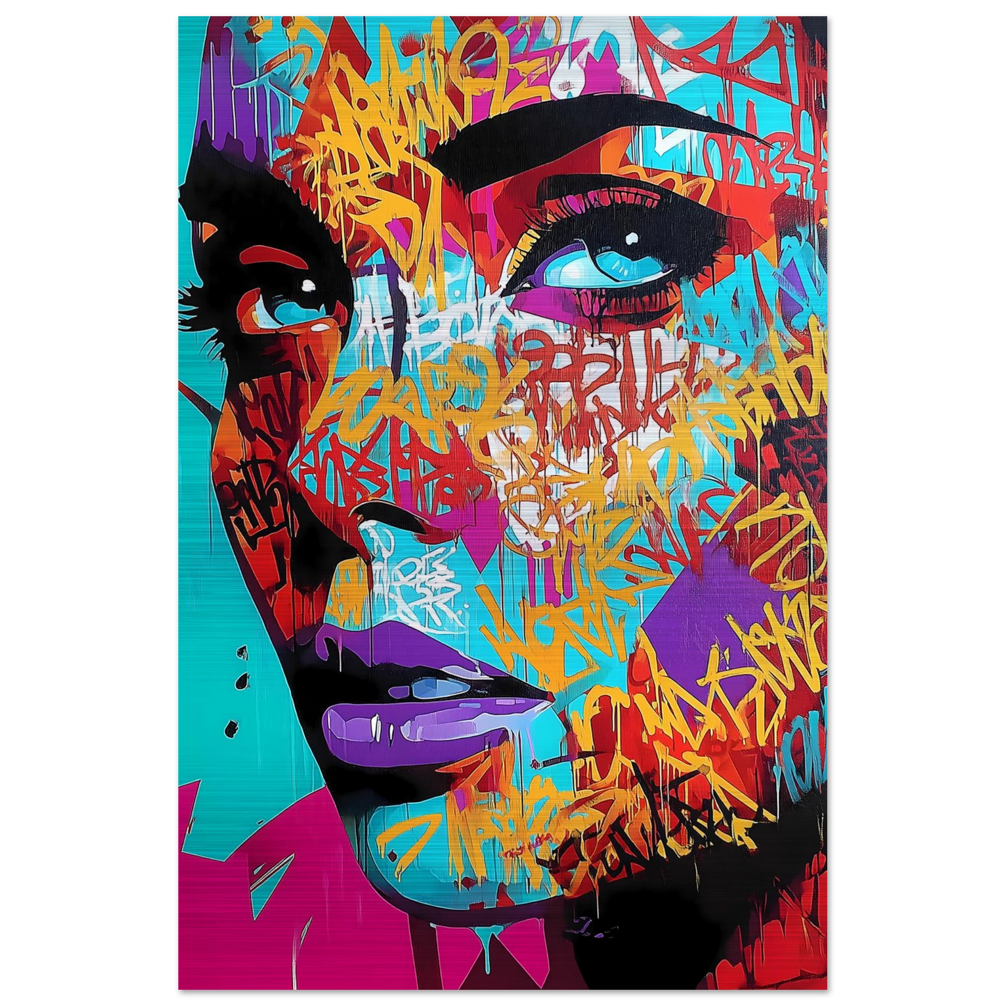 Lettres sur le Visage — tableau aluminium — vue 3 — art mural STNCL