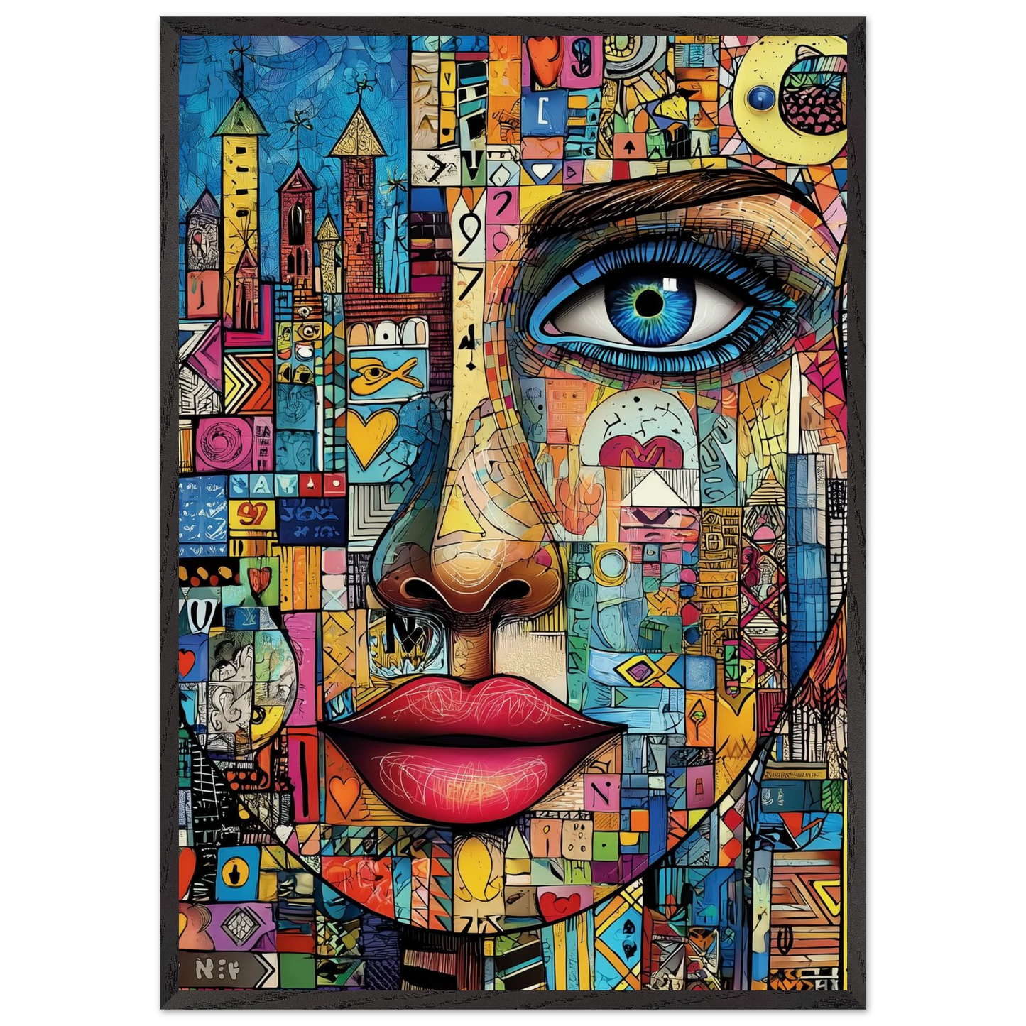 Regard Fragmenté Vivant — tableau encadré bois — art mural STNCL