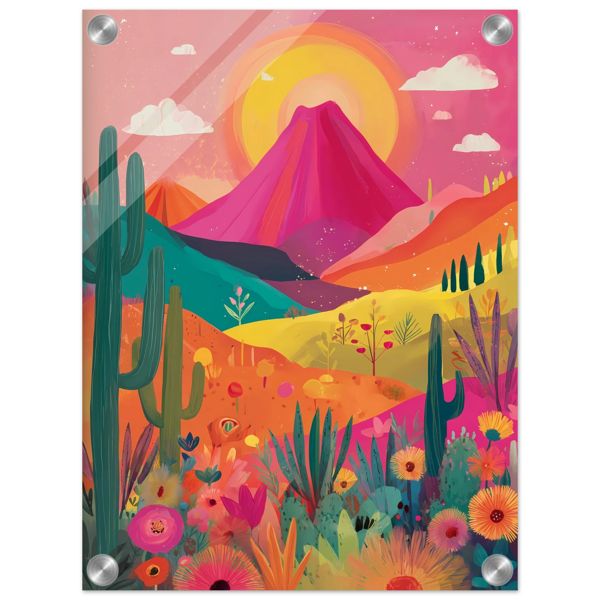 Volcan Fleuri — tableau plexiglas — vue 3 — art mural STNCL