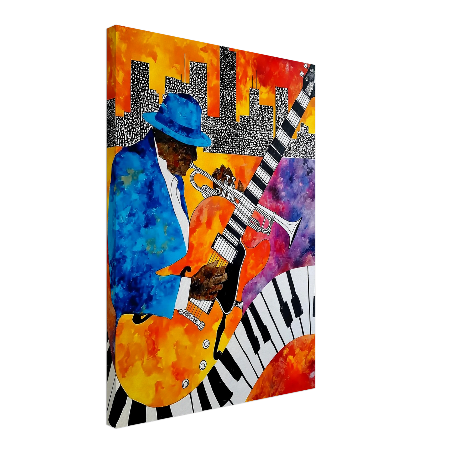 Blues en Ville — tableau sur toile — vue 3 — art mural STNCL